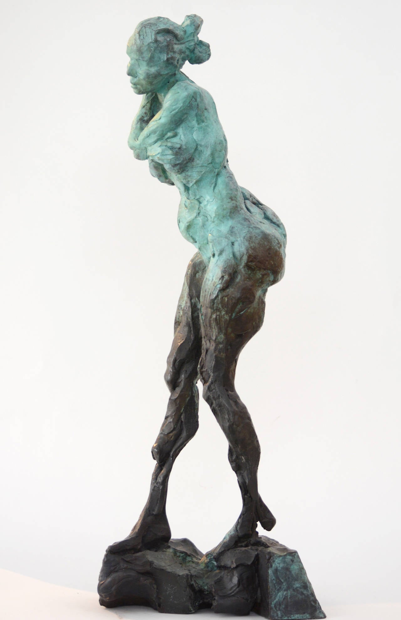 Untitled XXVIII A.P./8 - emotive, nude, female, figurative, bronze statuette - Contemporary Sculpture by Richard Tosczak