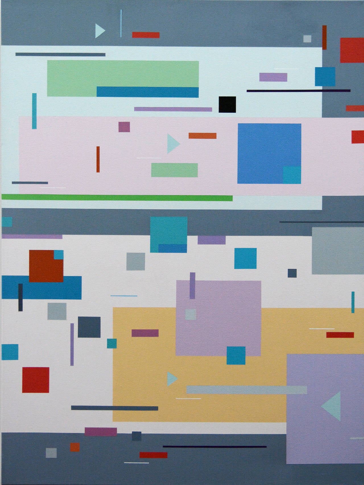 Hip-Hopp'n 8A - colourful, geometric abstraction, modernist, acrylic on panel