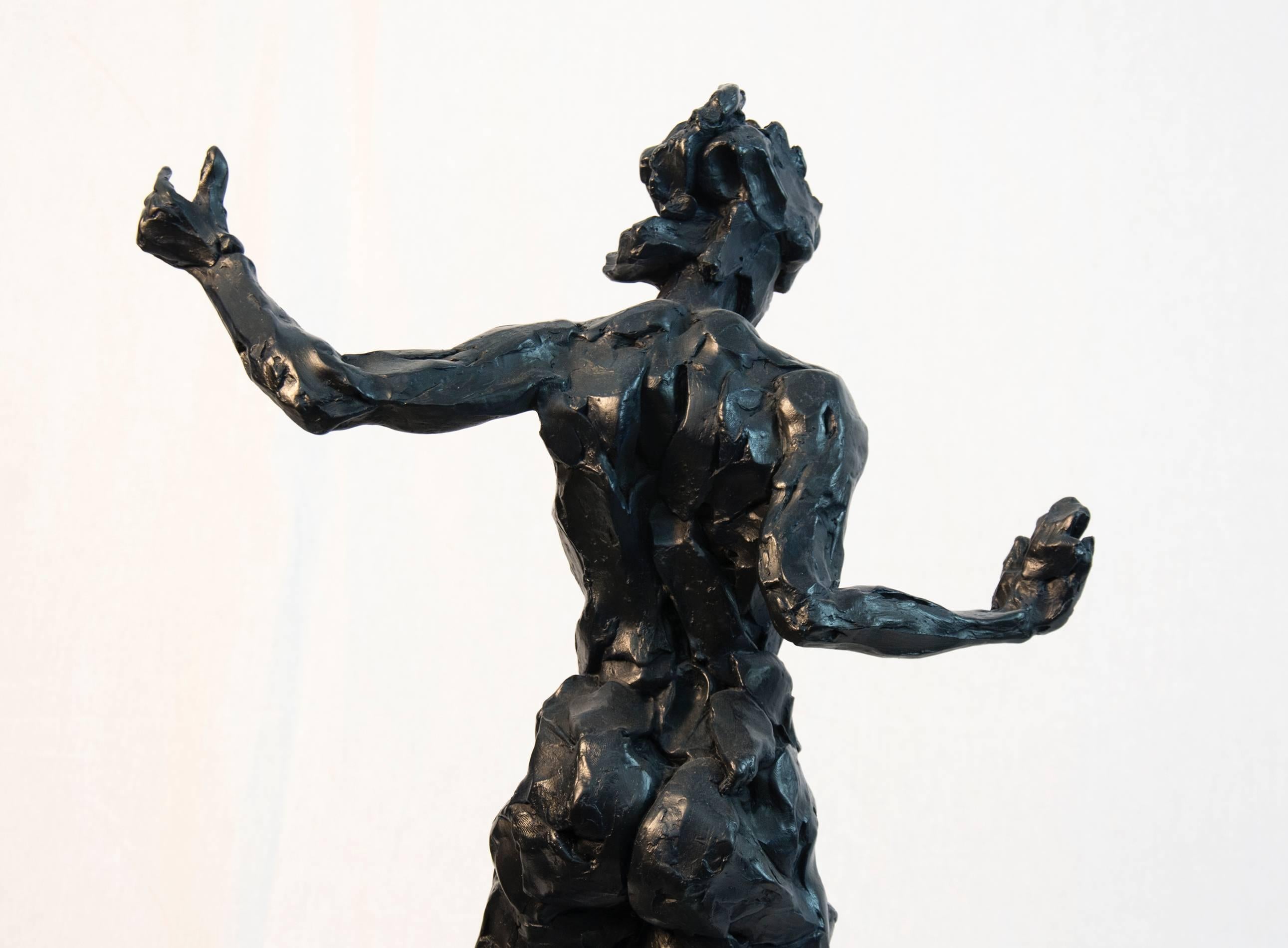 Evocative bronze female sculpture stands 25 inches (64 cm) high. The figure is both muscular and elegant, the nude sculpted quickly and roughly in clay, resulting in a very contemporary approach. The patina is black with hints of blue.

 Richard