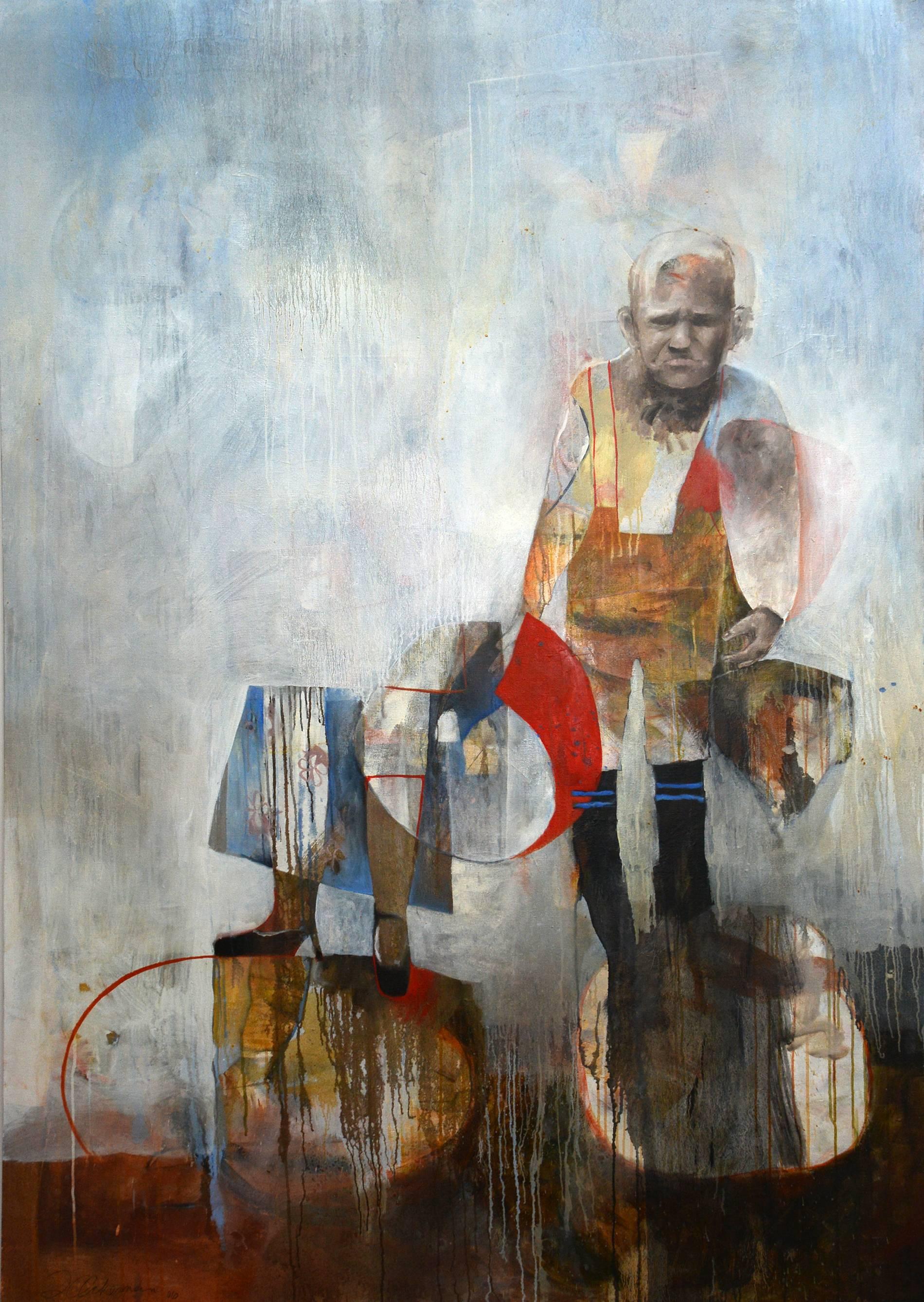 Fiona Ackerman Figurative Painting - Out Far and in Deep - large, emotive, abstract figurative, oil, acrylic, canvas