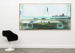 Illuminati - grand, bleu, architecture, paysage abstrait, techniques mixtes sur lin