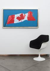 Drapeau horizontal - pop-art, canadien, emblématique, contemporain, acrylique sur toile