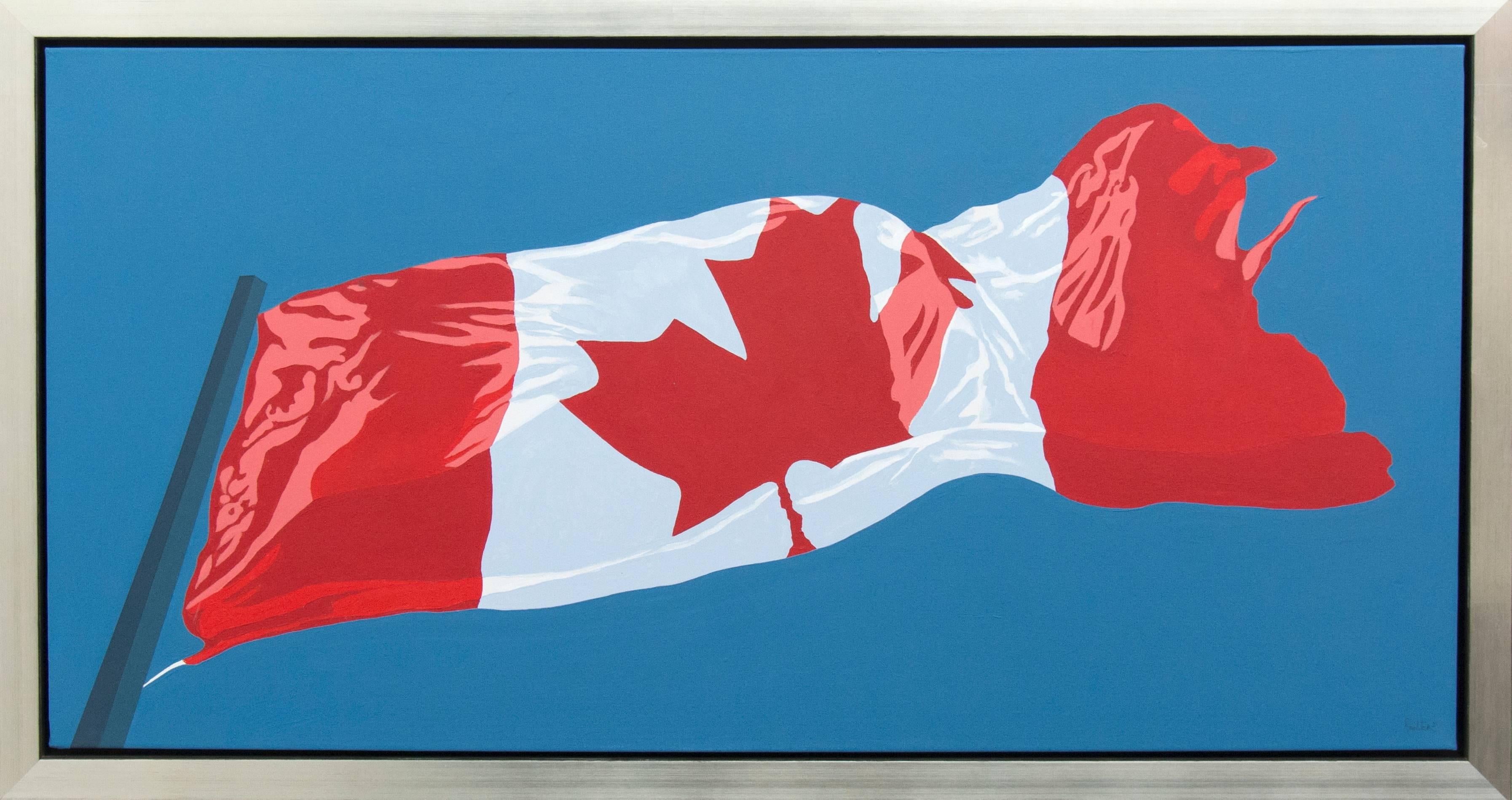 Charles Pachter Still-Life Painting - Horizontal Flag - pop-art, Canadiana, iconic, contemporary, acrylic on canvas