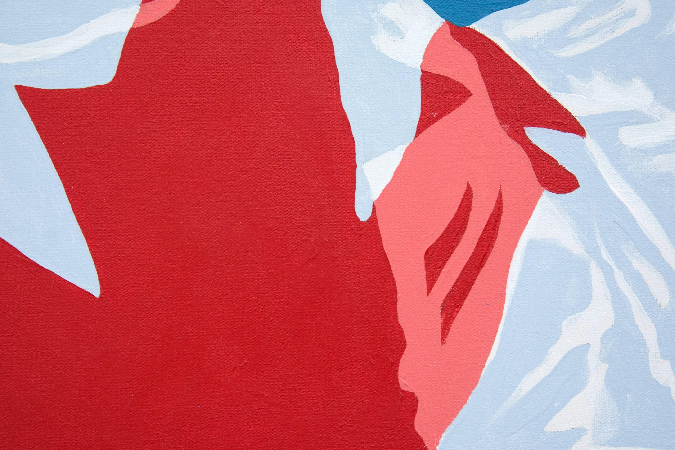 Horizontal Flag - pop-art, Canadiana, iconic, contemporary, acrylic on canvas - Blue Still-Life Painting by Charles Pachter