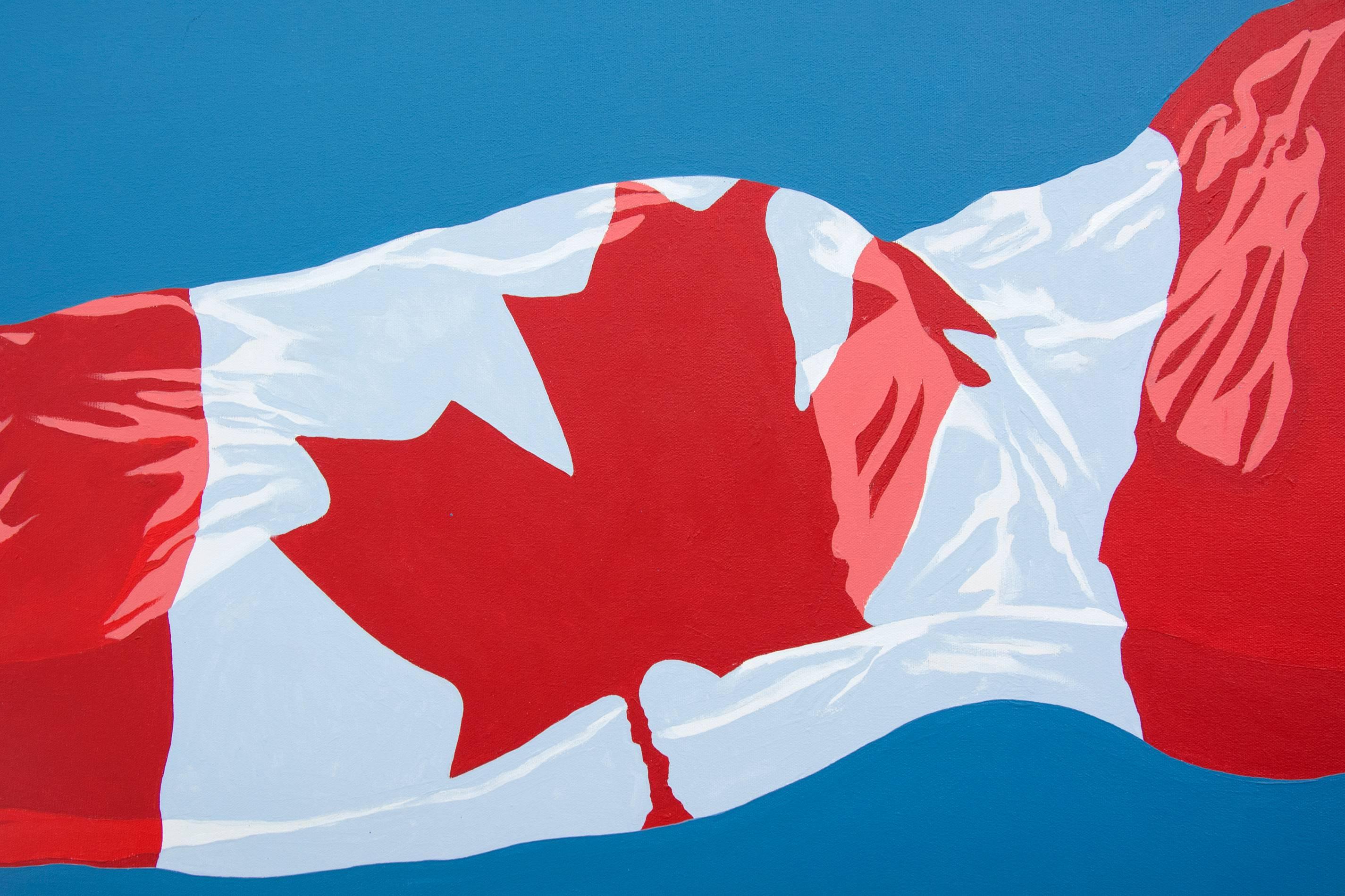 Canada’s national flag fills the frame of this magnificent painting by contemporary artist Charles Pachter.  As a strong patriot, Pachter has chosen to celebrate the iconic image of the bold red and white maple leaf in his work again and again.

“My