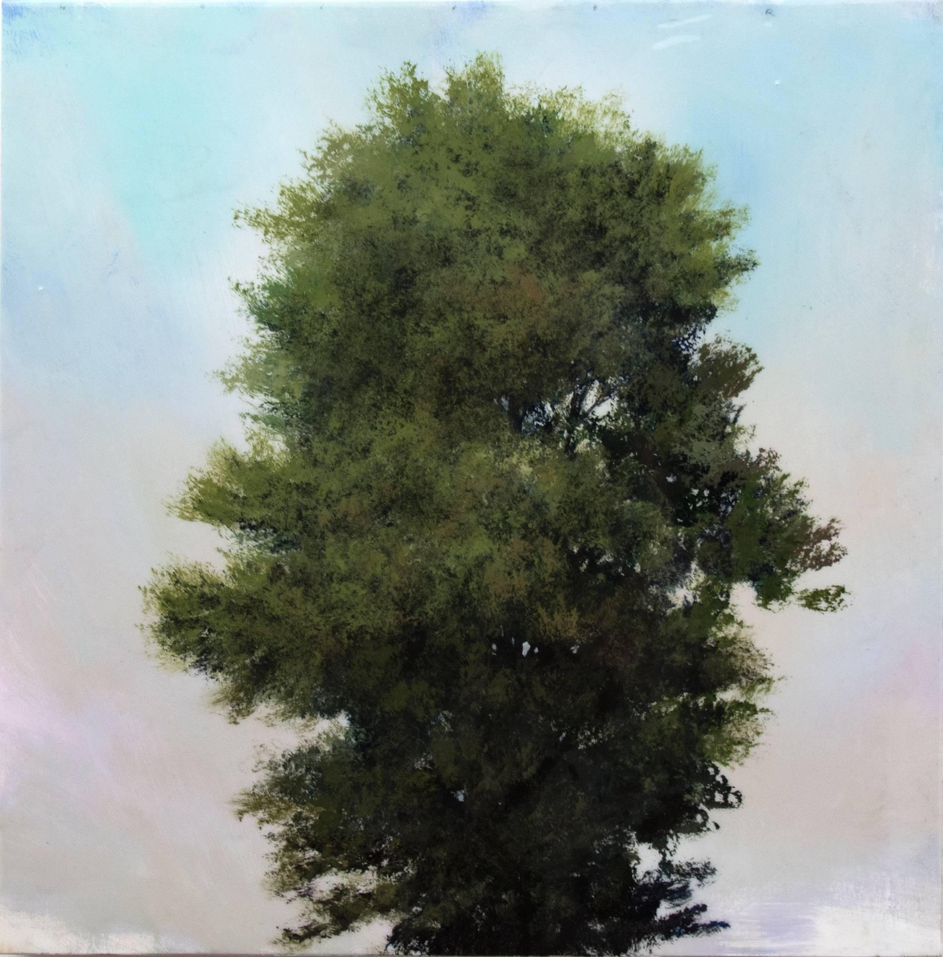 Peter Hoffer Landscape Painting - Marque - small, intimate, skyscape, tree, contemporary, acrylic, resin on panel
