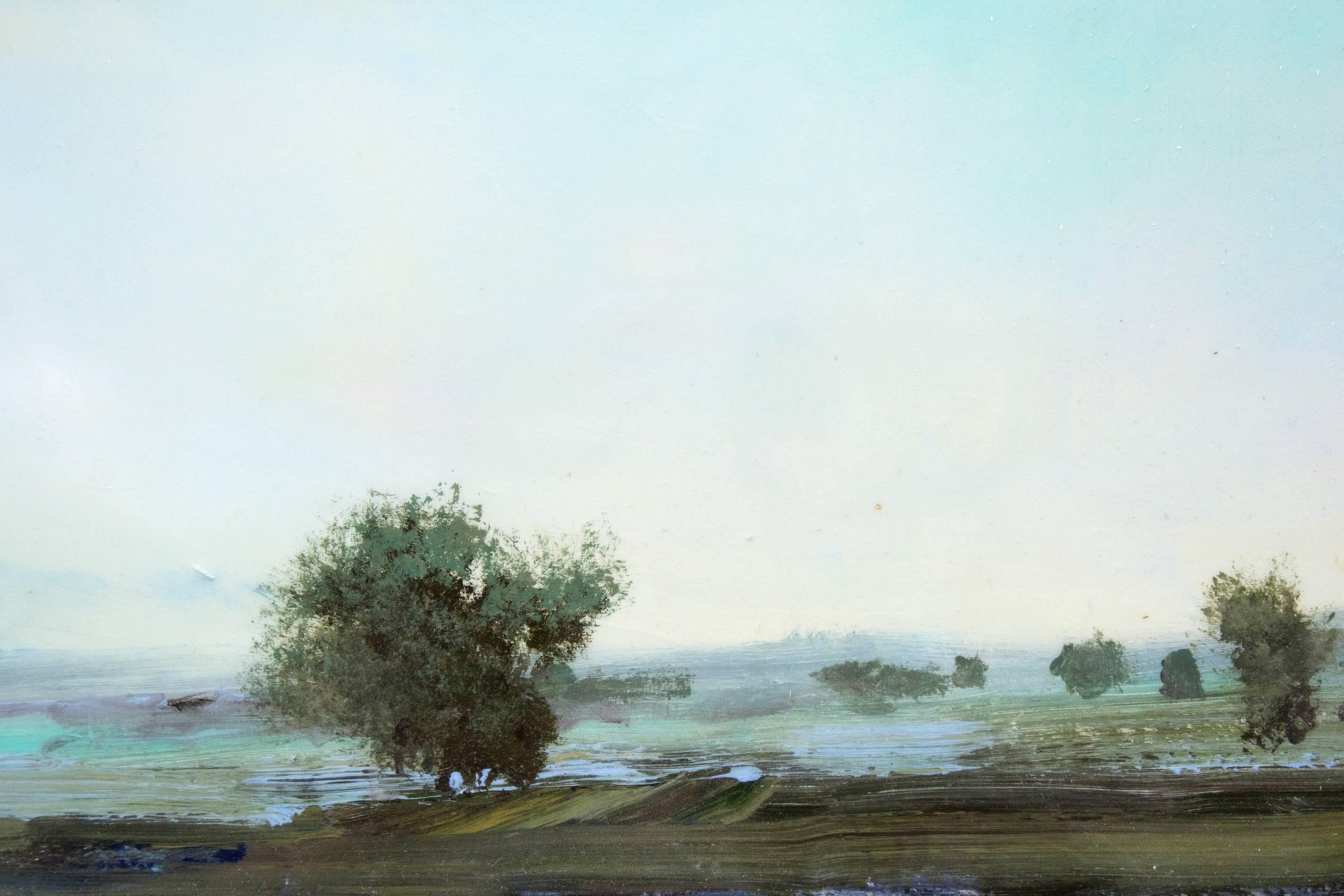 Region Study No 3 - landscape, trees, contemporary, acrylic, resin on panel For Sale 3