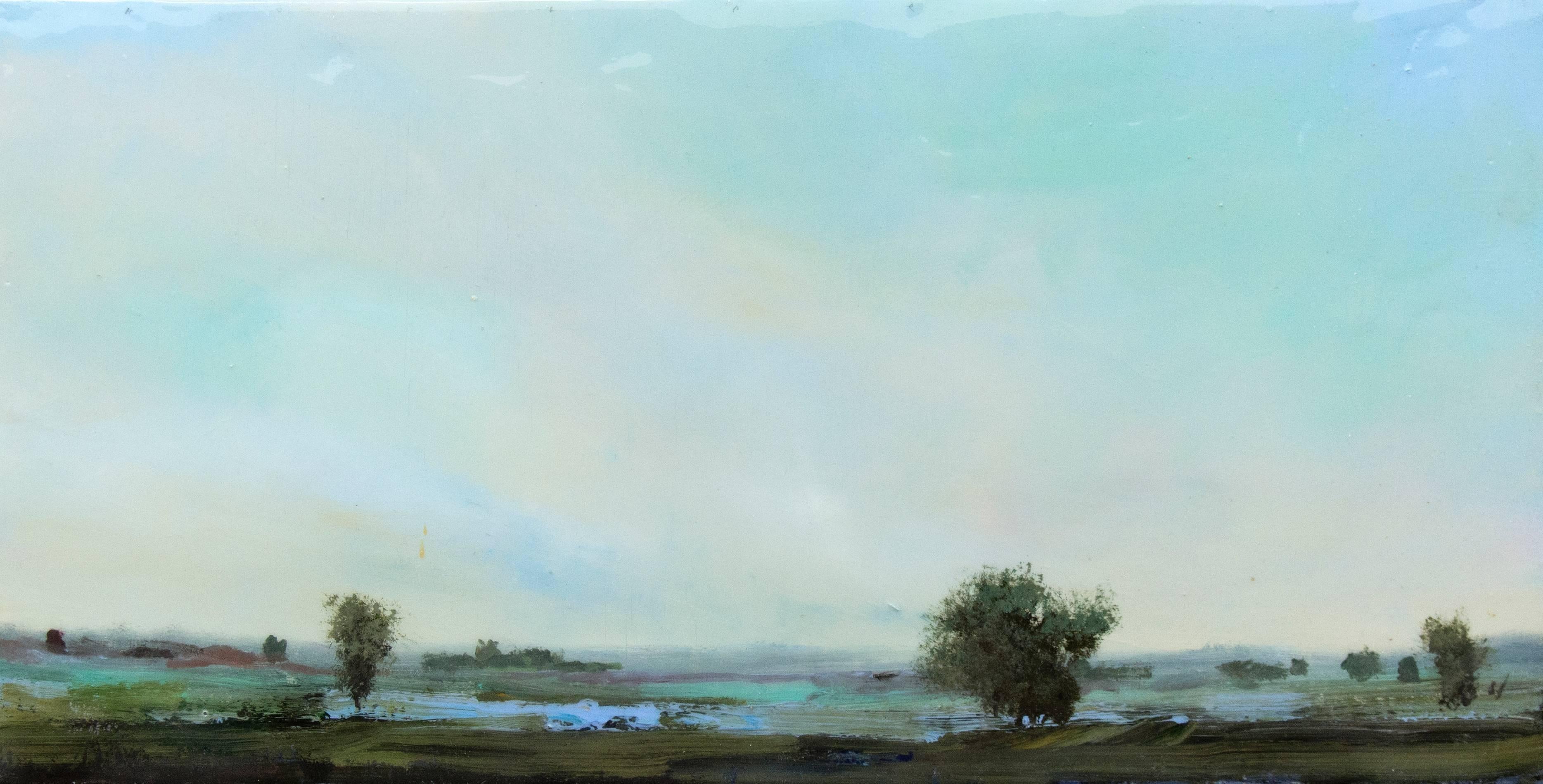 Region Study No 3 - landscape, trees, contemporary, acrylic, resin on panel - Painting by Peter Hoffer