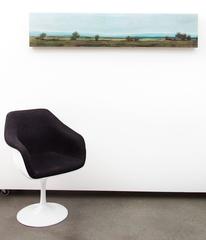 Vue du Sud - vert, bleu, violet, paysage panoramique, acrylique sur carton