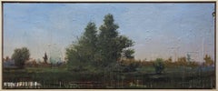 Tree Study at Dusk - paesaggio, alberi, contemporaneo, acrilico e resina su pannello