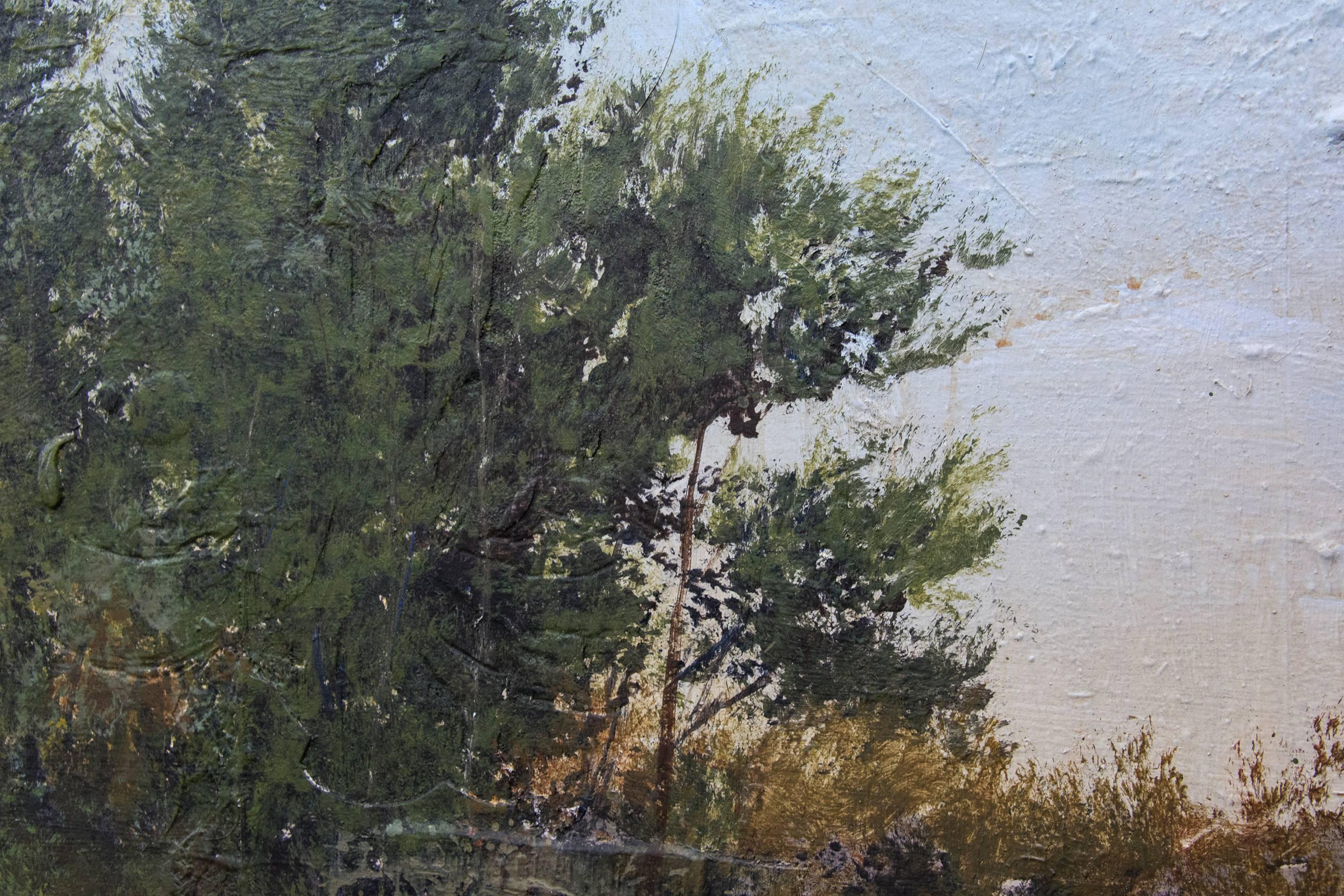 Tree Study at Dusk - paesaggio, alberi, contemporaneo, acrilico e resina su pannello in vendita 4