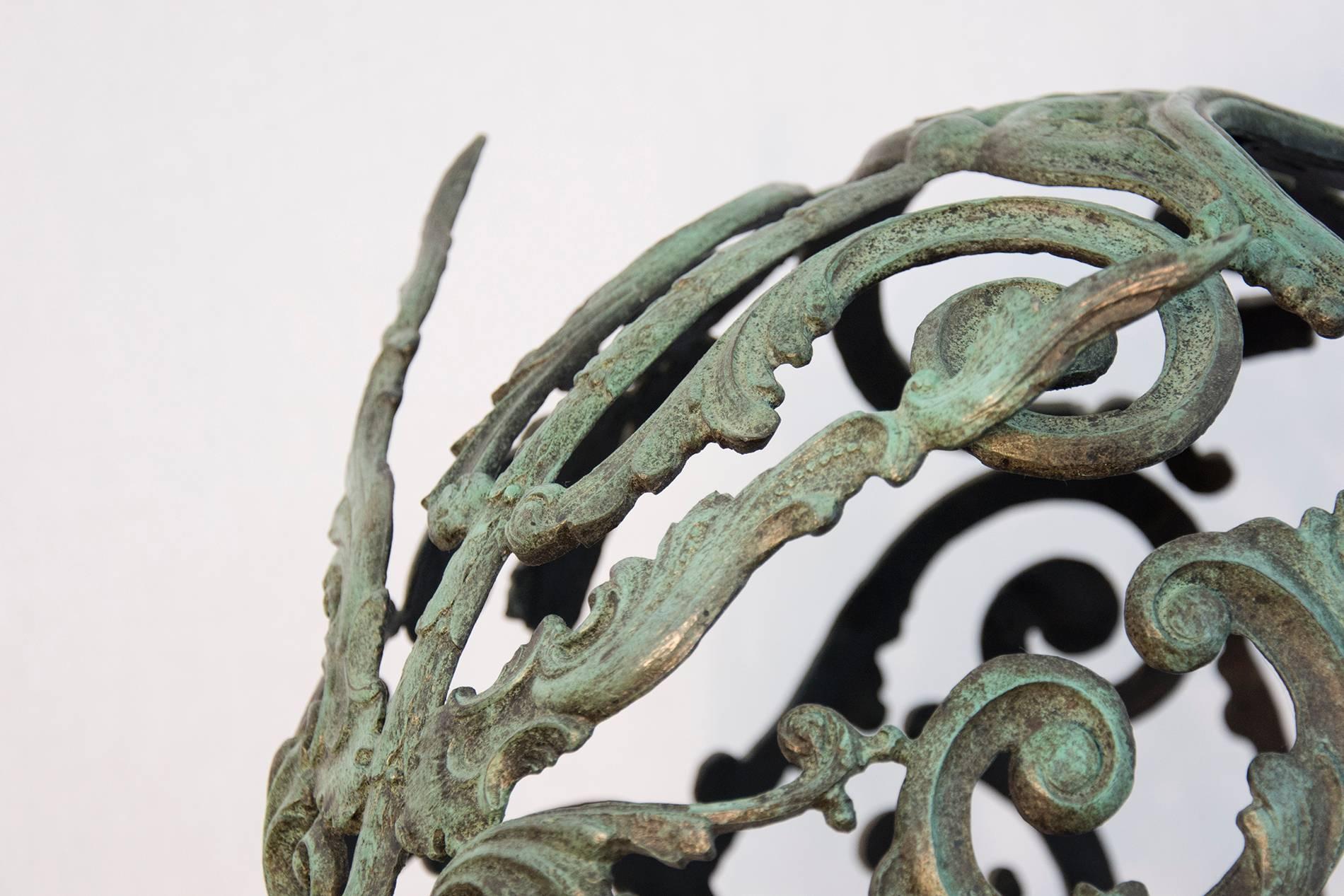 Green Samurai - patinated, rustic, baroque, figurative, bronze wall sculpture - Contemporary Sculpture by Dale Dunning