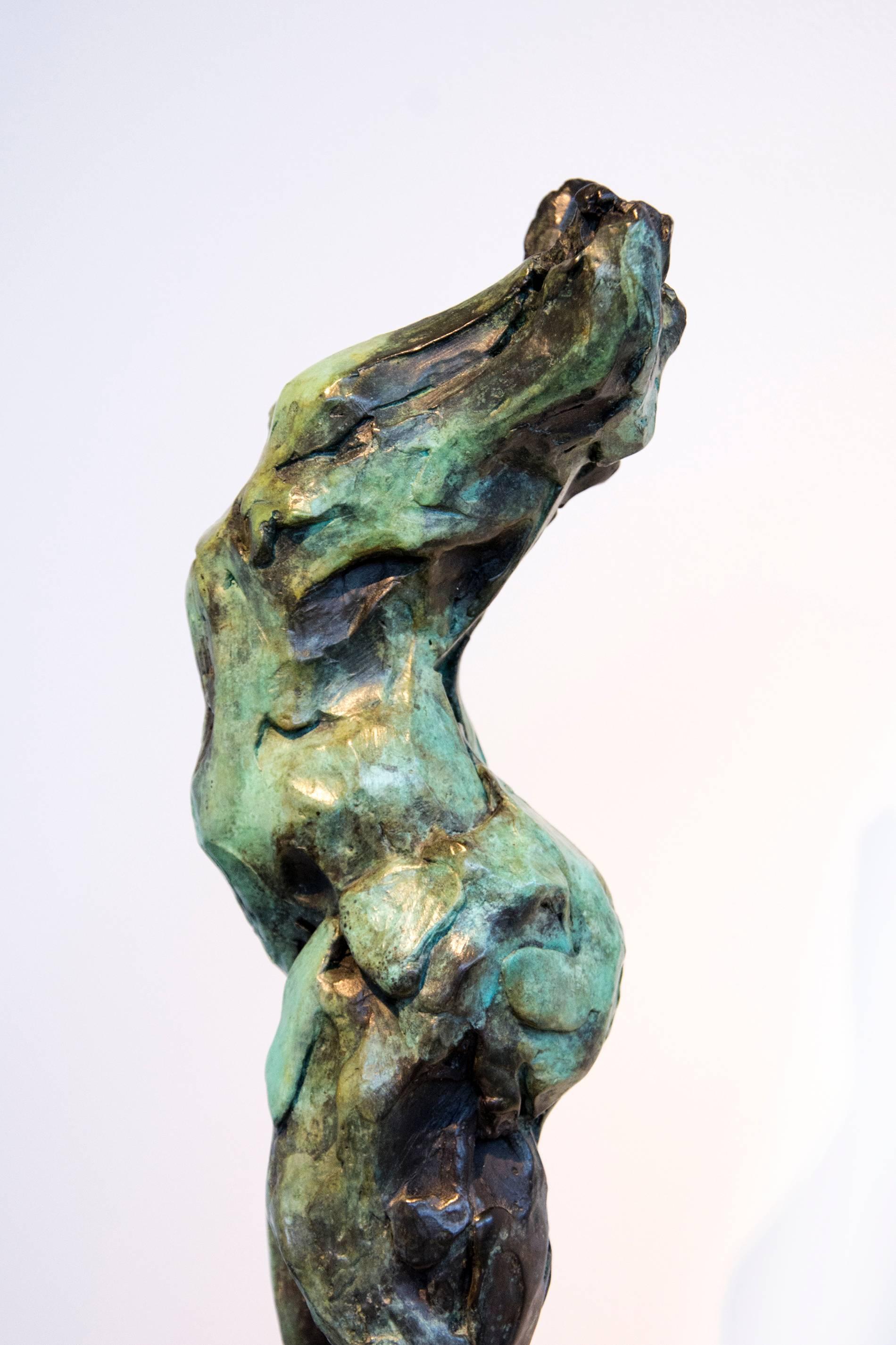 The Pleiades-Alcyone AP/12 - Emotiv, nackt, weiblich, figurativ, Bronzestatuette (Gold), Nude Sculpture, von Richard Tosczak