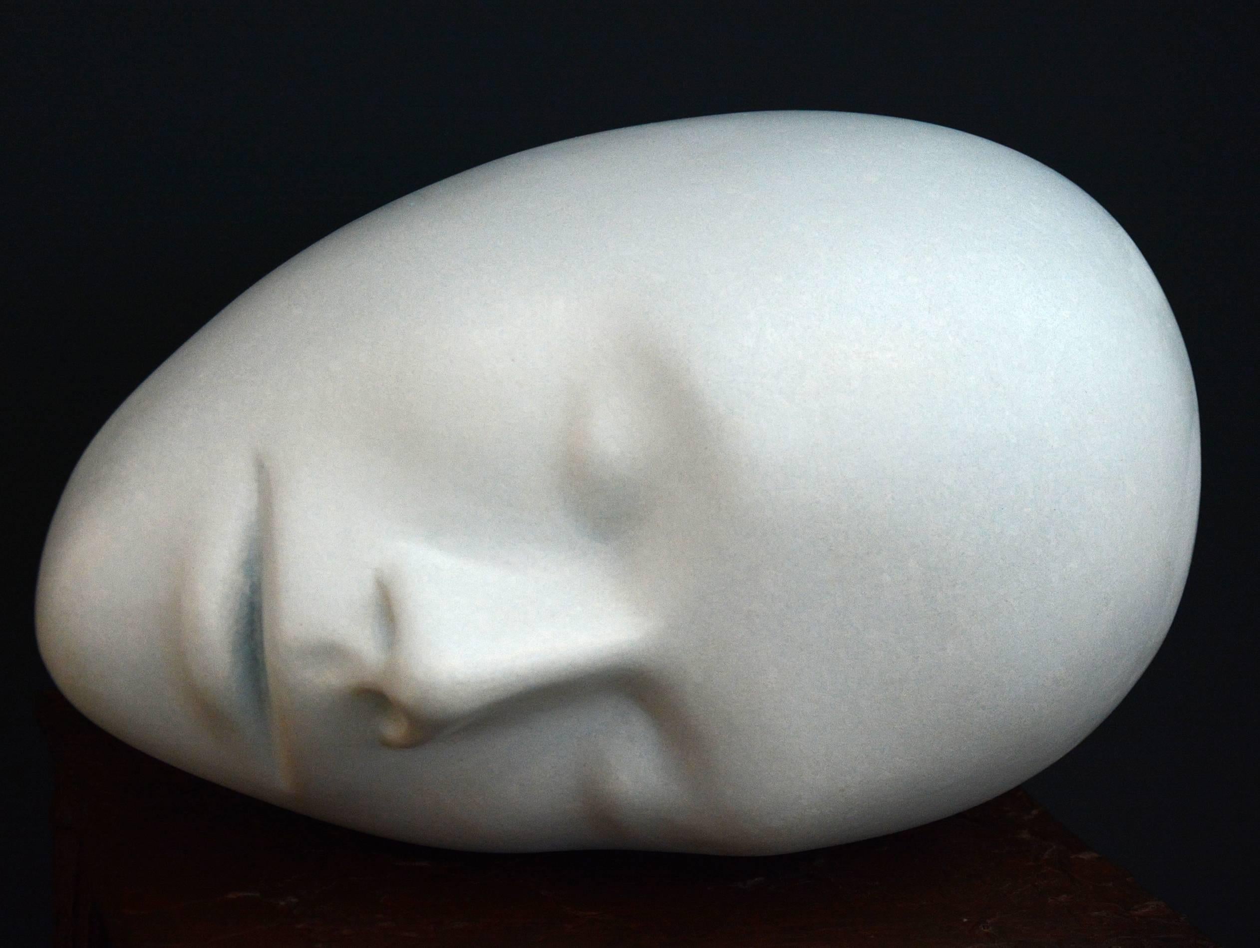 Whisper 3/7 - human face, narrative, patinated bronze figurative sculpture - Contemporary Sculpture by Dale Dunning