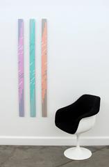TTH 6.3 Trio - tall, playful geometric shapes, abstract acrylic on aluminum