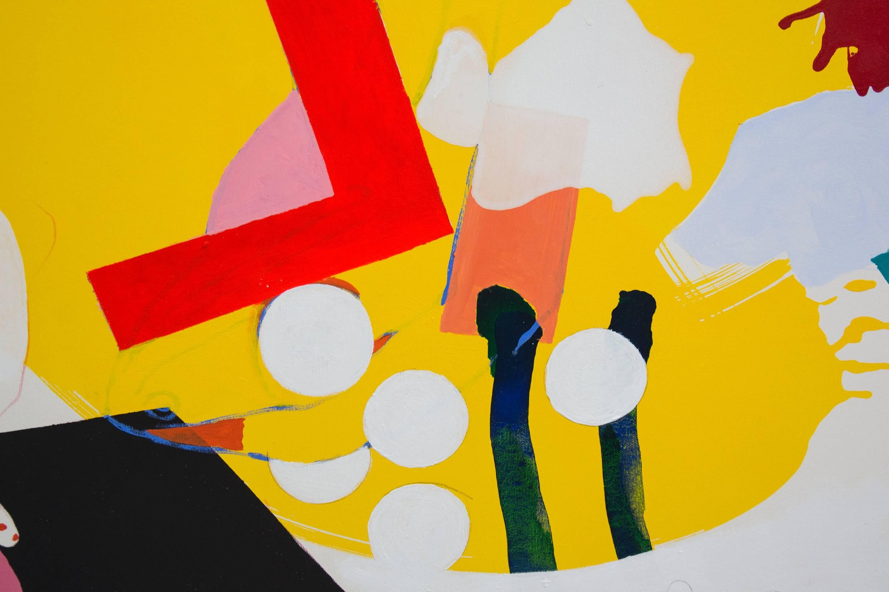 Turn - leuchtende, farbenfrohe, abstrakte geometrische Formen, Acryl auf Leinwand – Painting von Gregor Hiltner