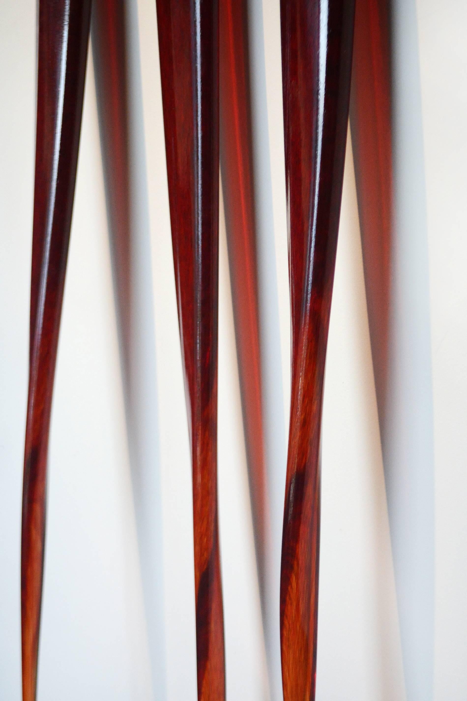 Flames - red, glass, copper, translucent, abstract wall sculpture 1