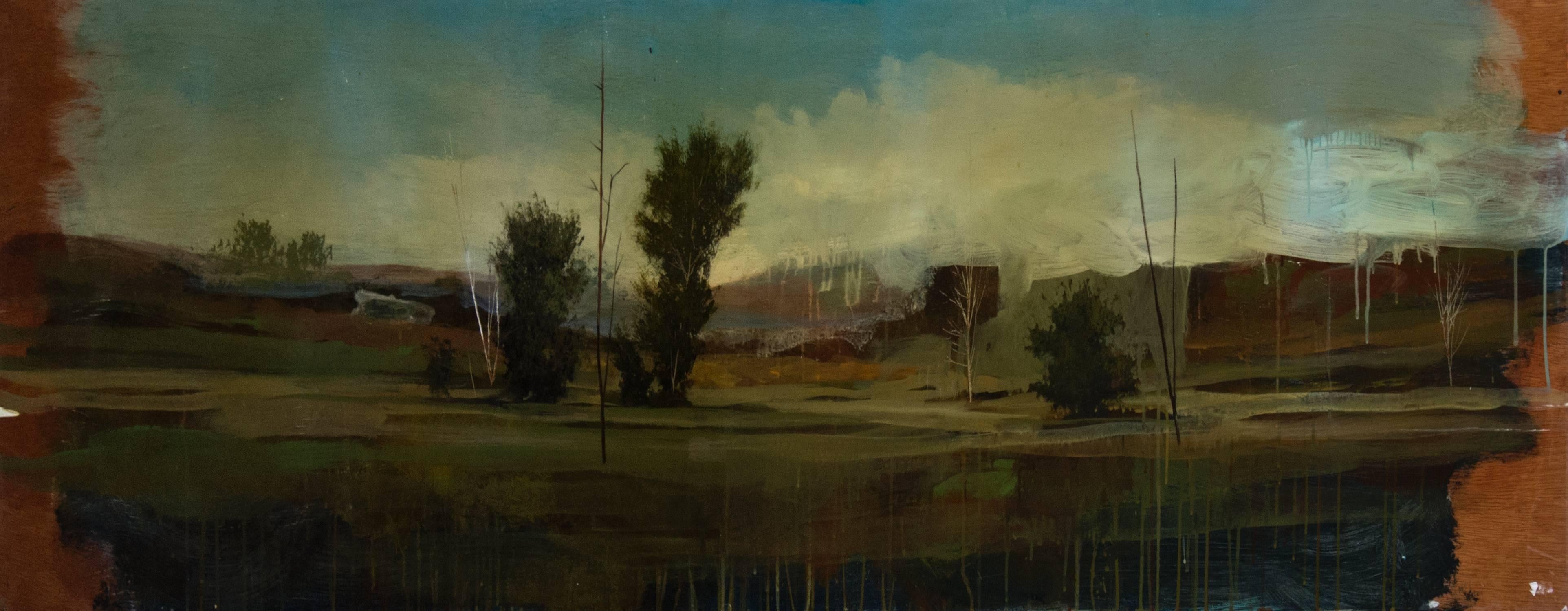 Peter Hoffer Landscape Painting - Panoramic No 2 - soft, forest, landscape, contemporary, acrylic, resin on panel