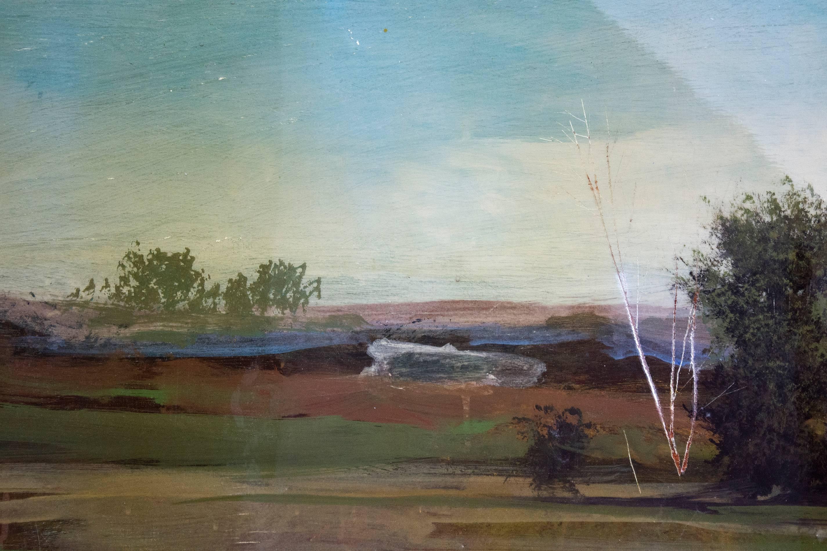Panoramic No 2 - soft, forest, landscape, contemporary, acrylic, resin on panel - Contemporary Painting by Peter Hoffer