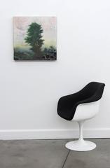 Peach Sky - yellow, blue, pink, landscape, contemporary, acrylic, resin on board