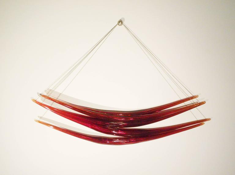 John Paul Robinson Red Wave, Blown Glass Sculpture For Sale at 1stdibs