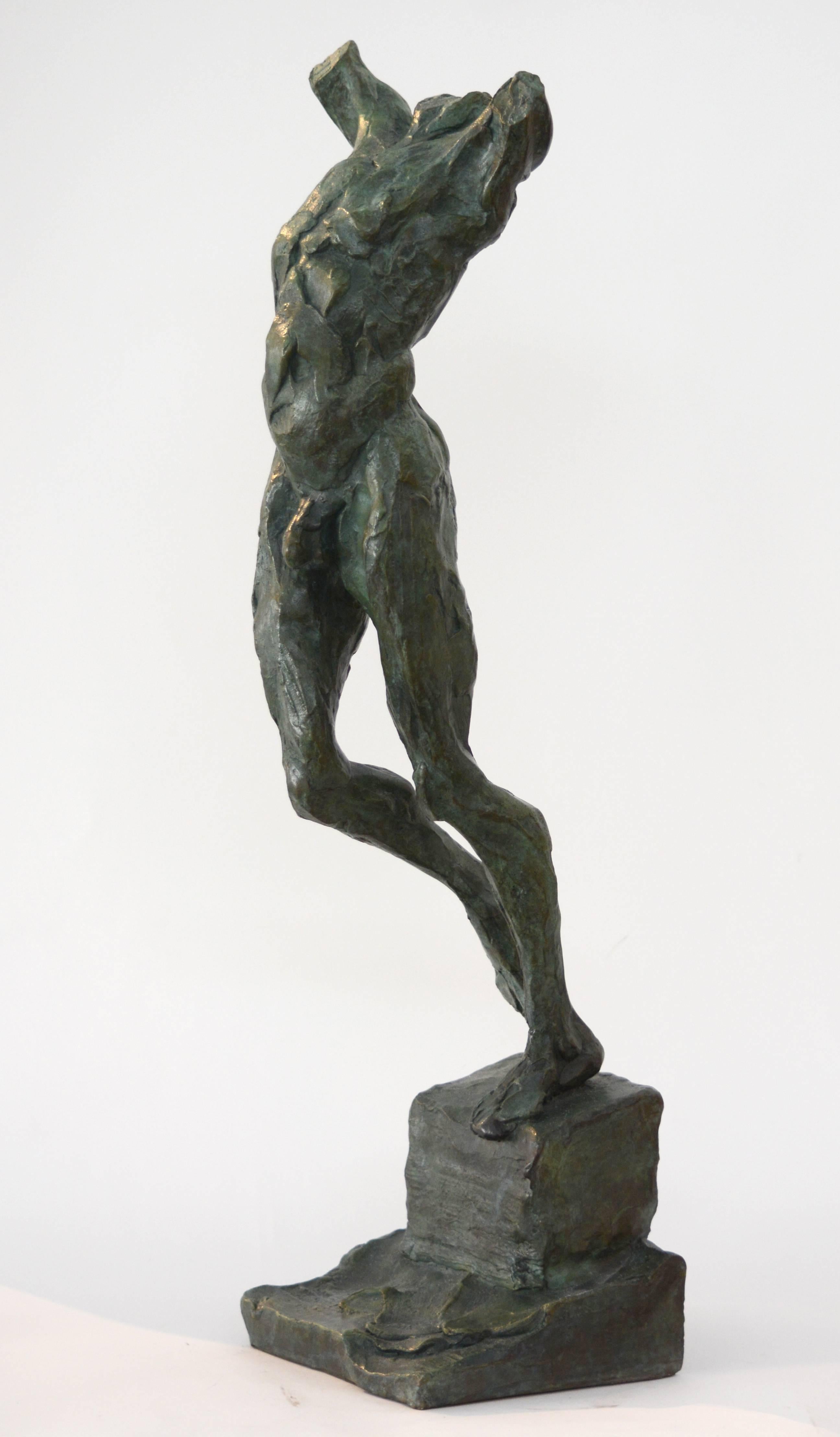 Richard Tosczak Figurative Sculpture - XXIV 2/8 - emotive, nude, male, figurative, patina, bronze statuette