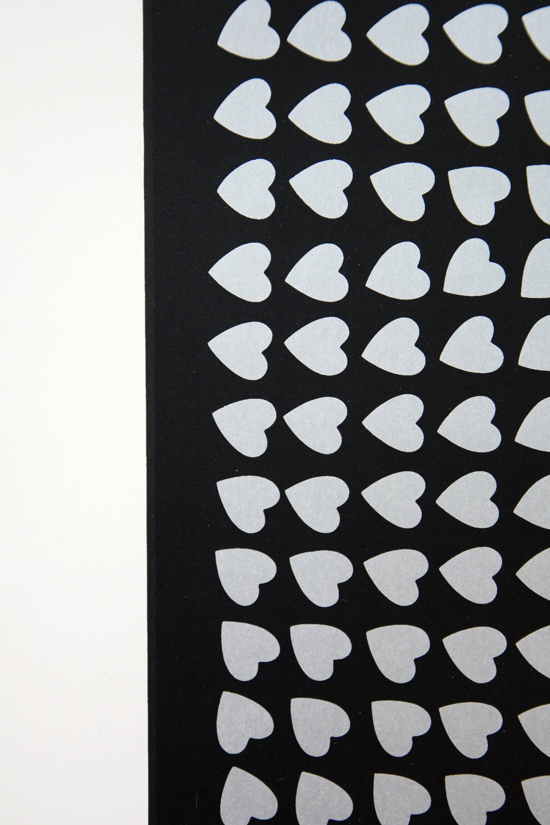 Silver Hearts 35/125 senza cornice - serigrafia con motivi geometrici e giocosi - Print Contemporaneo di Burton Kramer
