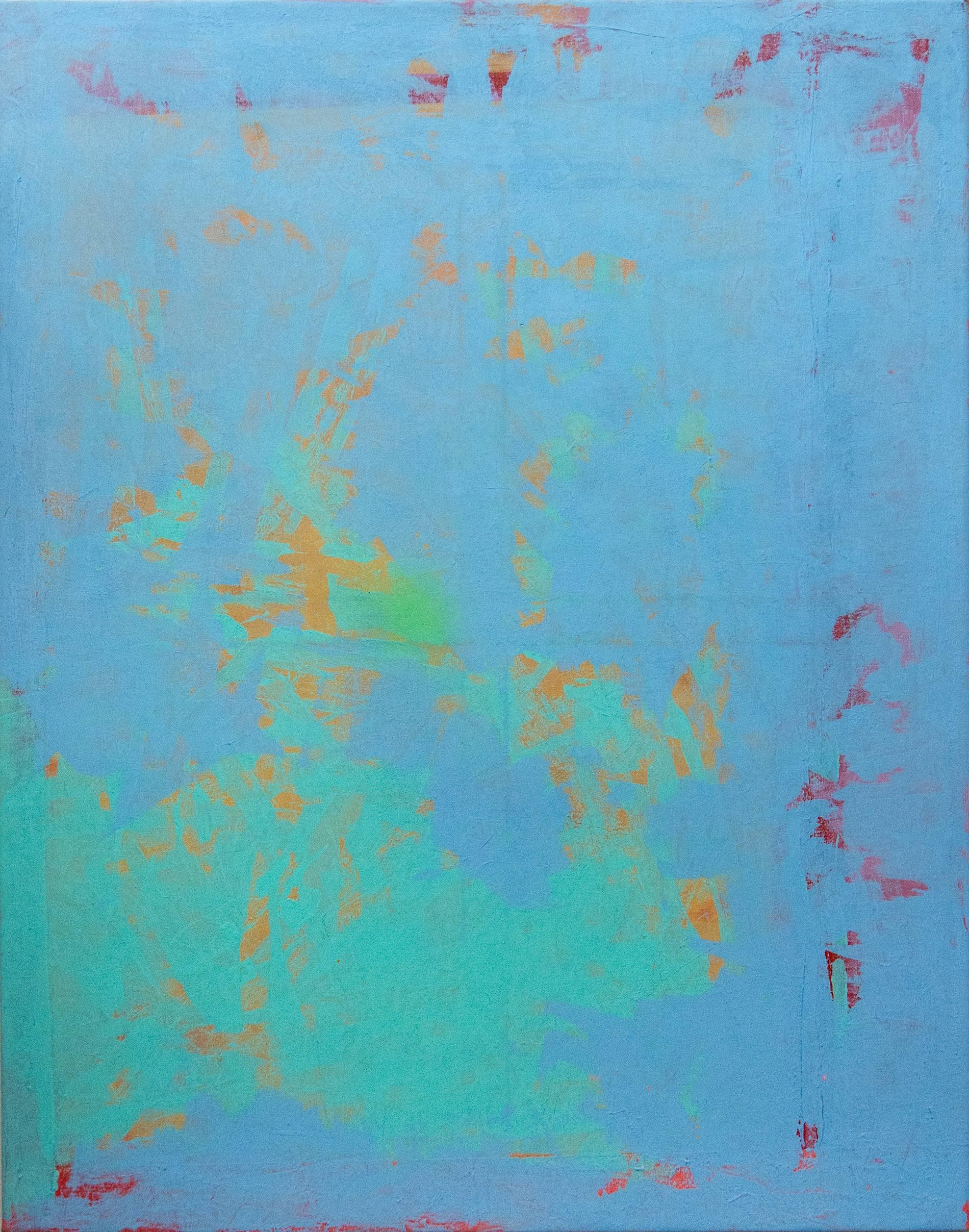 John Richard Fox Abstract Painting - Turquoise and True Blue Abstraction 
