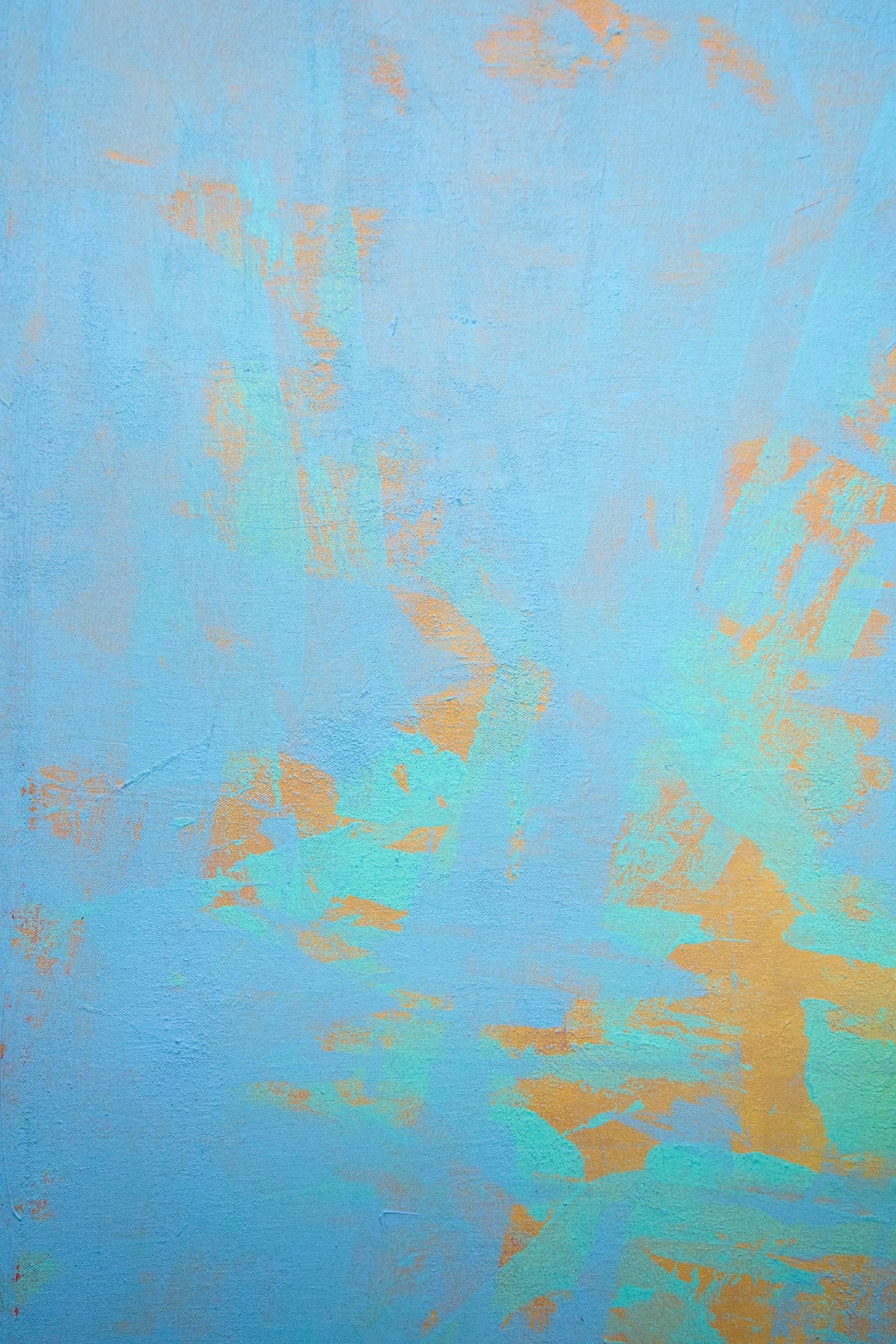 Turquoise and True Blue Abstraction  2