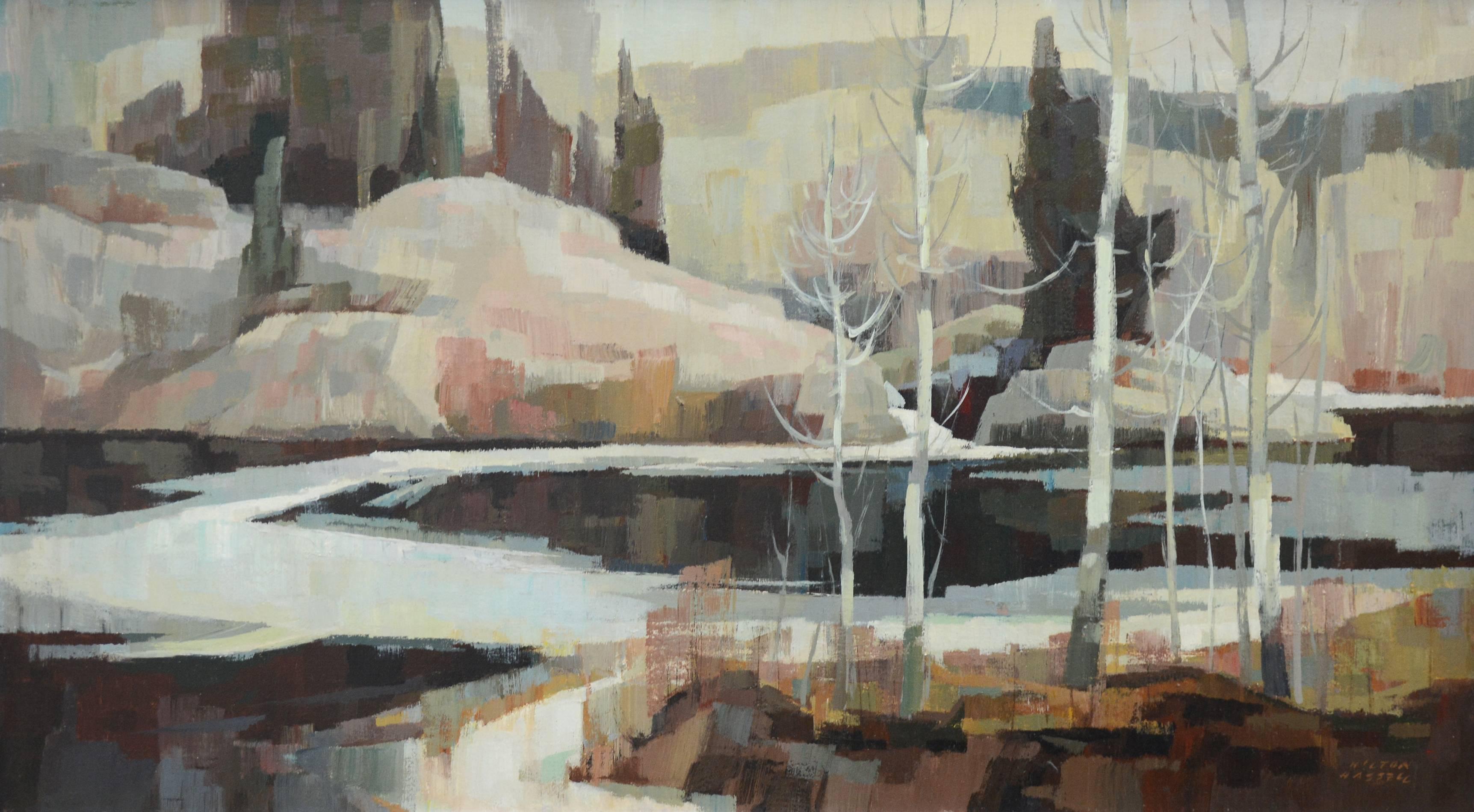 Hilton Hassell Landscape Painting - Last Ice, Old Woman River, Lake Superior