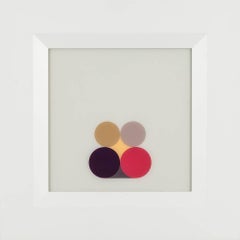 Gray Still Life with Purples - small, bright, minimalist, acrylic on plexiglass