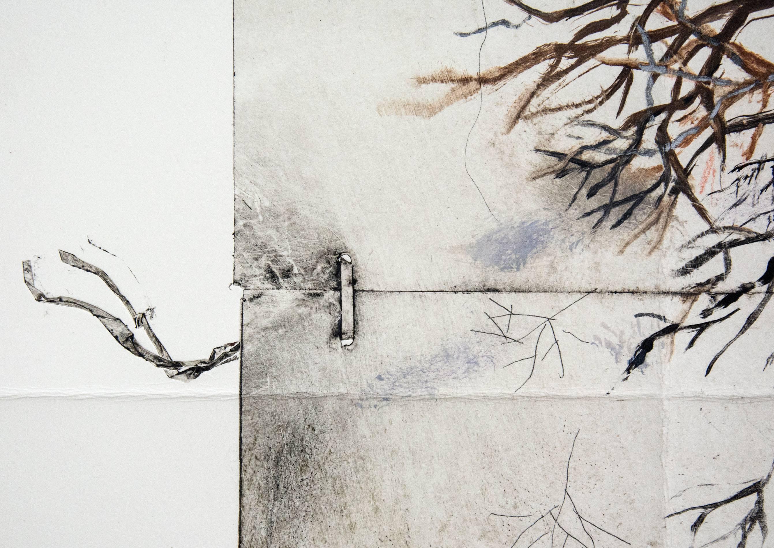 Cartografía del linaje - delicado, cobre, tinta al óleo, boceto, monocopia sobre papel de archivo en venta 1