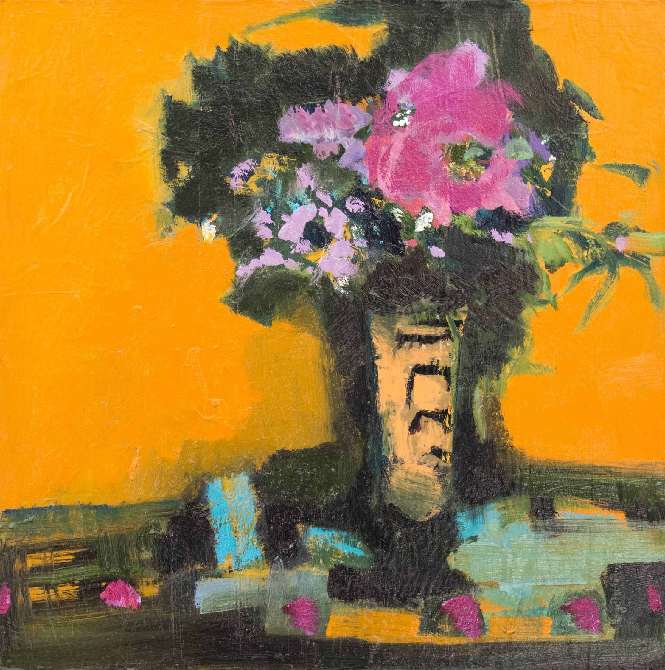 Jennifer Hornyak Still-Life Painting - Orange with Permanent Rose