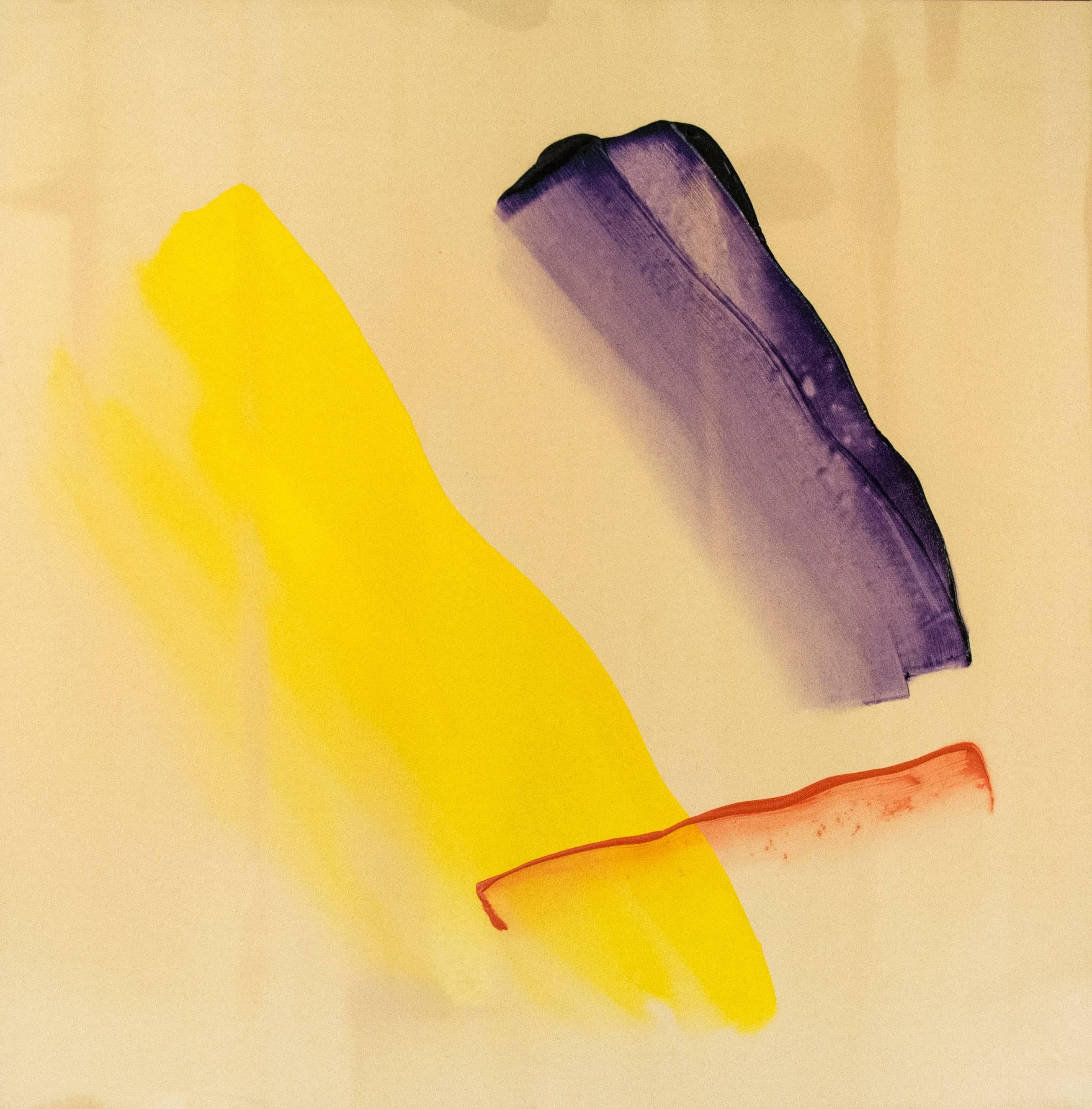 The Colour of Light - large, yellow, purple, gestural abstract acrylic on canvas