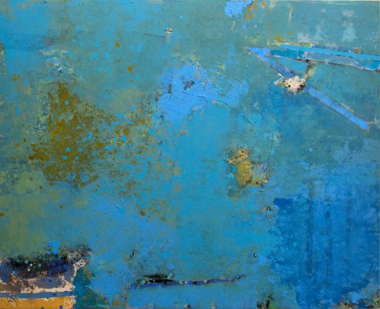 John Richard Fox Abstraction in Blue and Burnt Sienna at 1stDibs