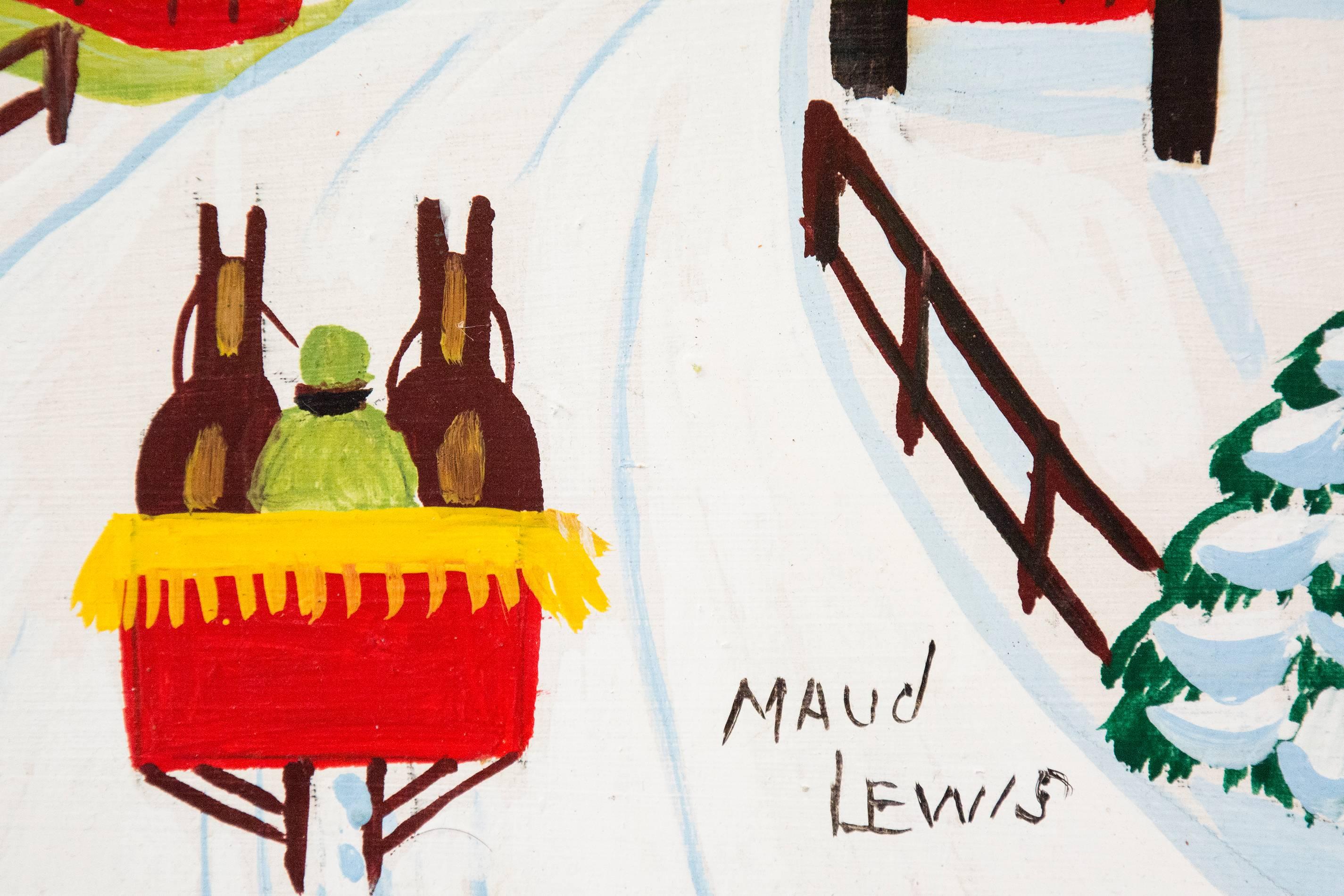 Sleigh Ride to Lake - Folk Art Painting by Maud Lewis
