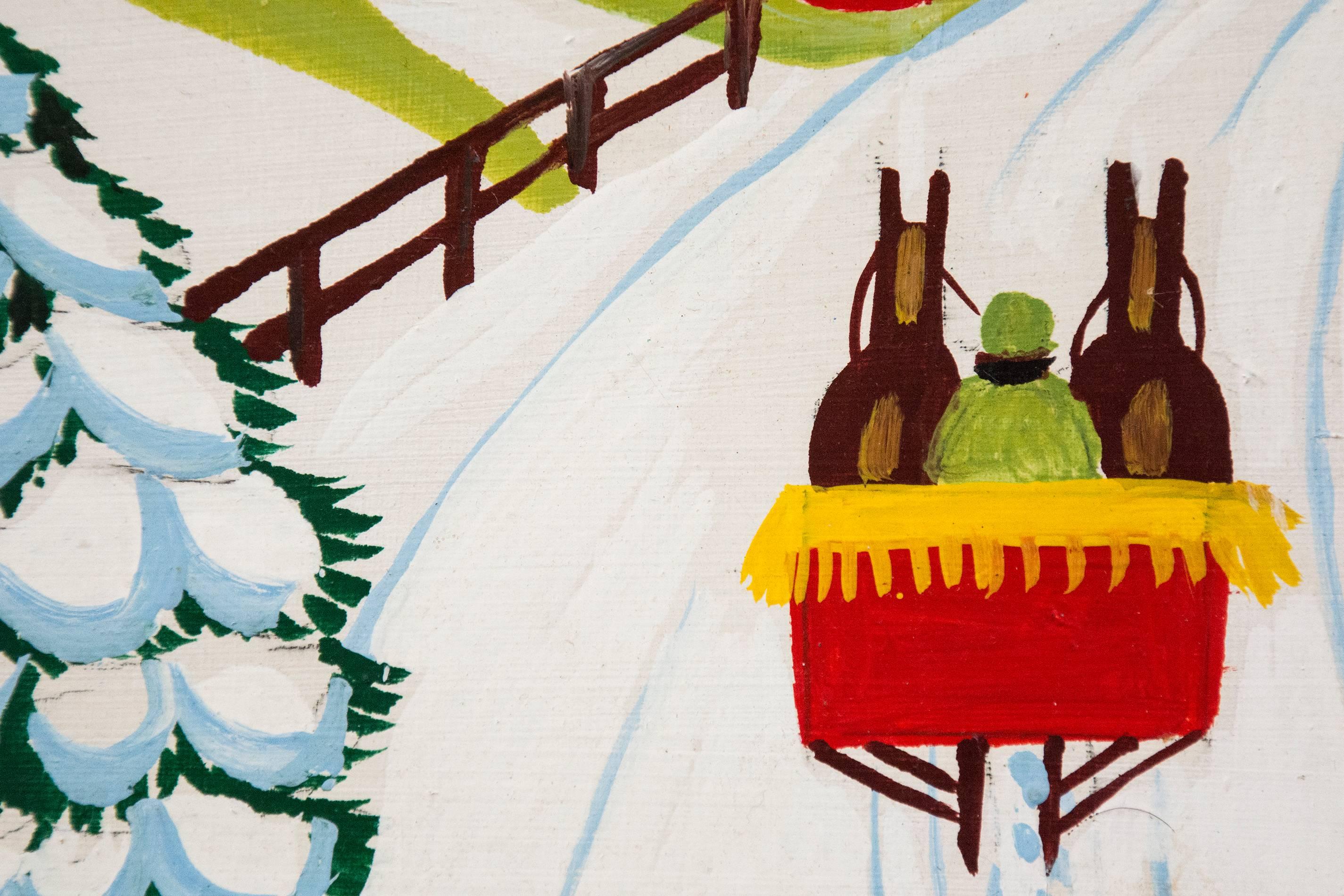 Sleigh Ride to Lake - Beige Figurative Painting by Maud Lewis
