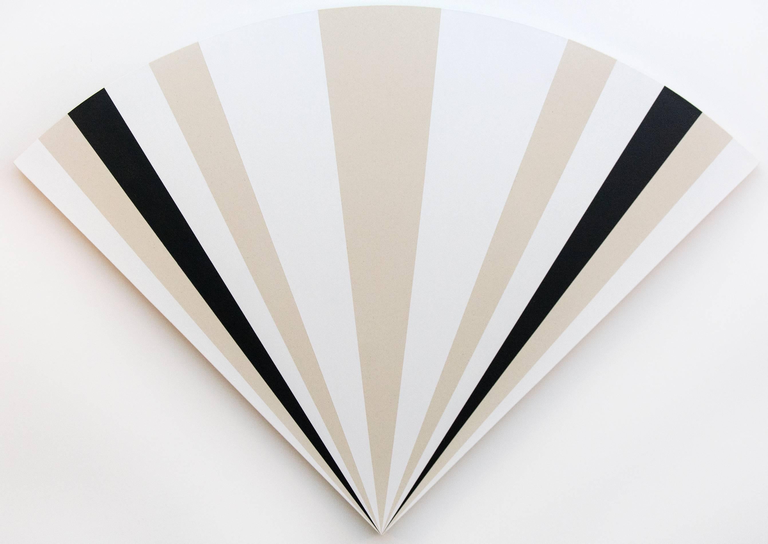 Aron Hill Abstract Painting - Fan with 1231212121321 - alternating black & white sequence in art deco style