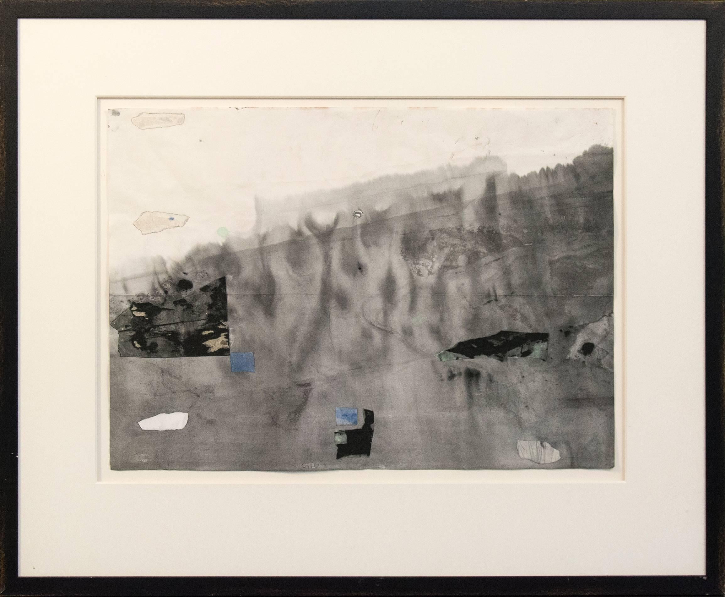 Otto Rogers Abstract Drawing - Landscape Vibrations - intimate, abstract, cubist, mixed media on paper
