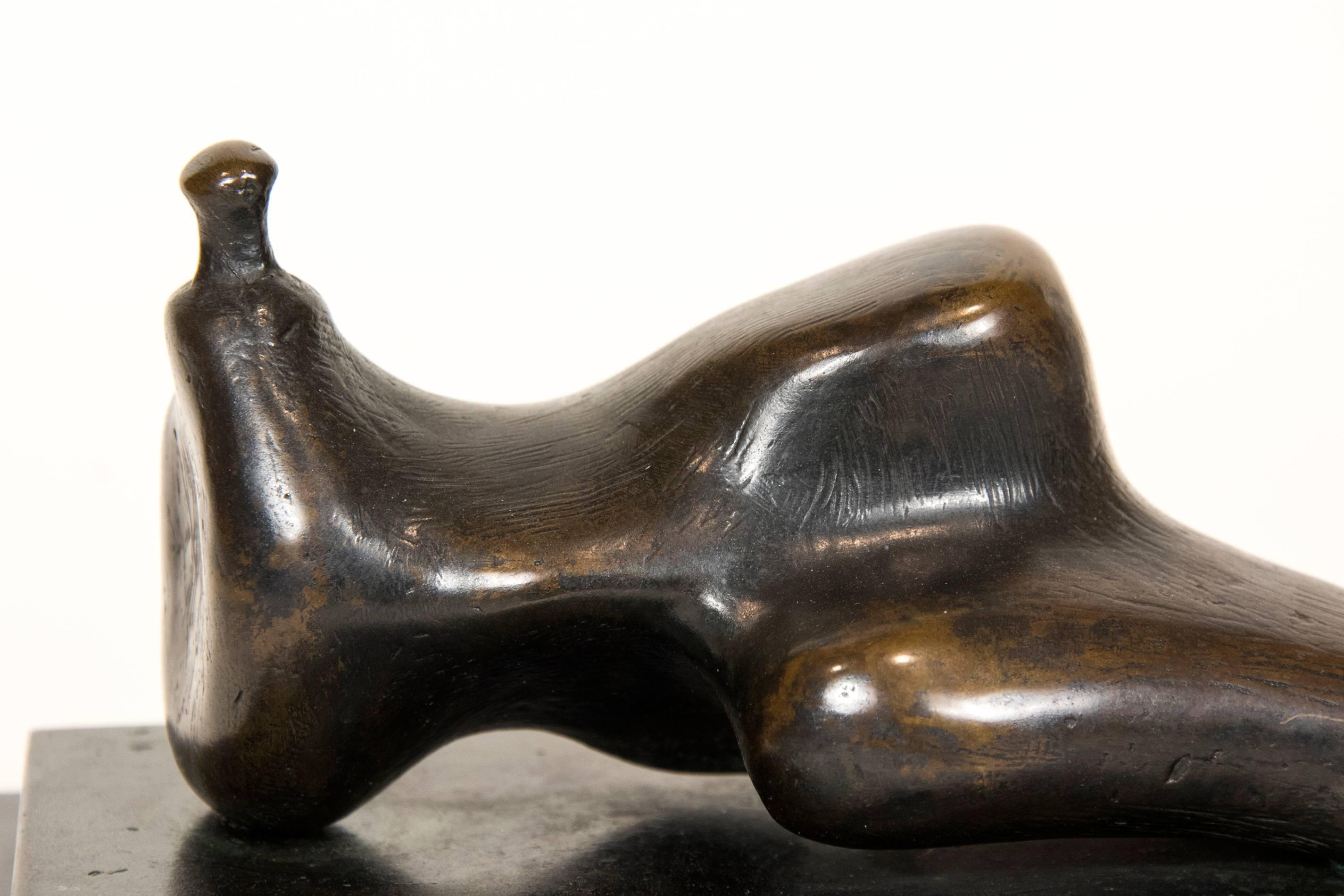 Reclining Figure Small Head - Gold Figurative Sculpture by Henry Moore