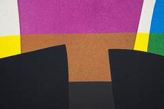 2 Black Chair like Shapes over Black - bright, bold, abstract, acrylic on canvas