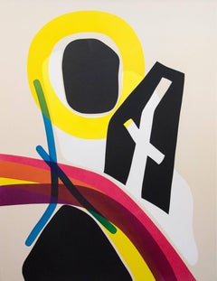 Figura con ritaglio a forma di croce - moderno, astratto contemporaneo, acrilico su tela