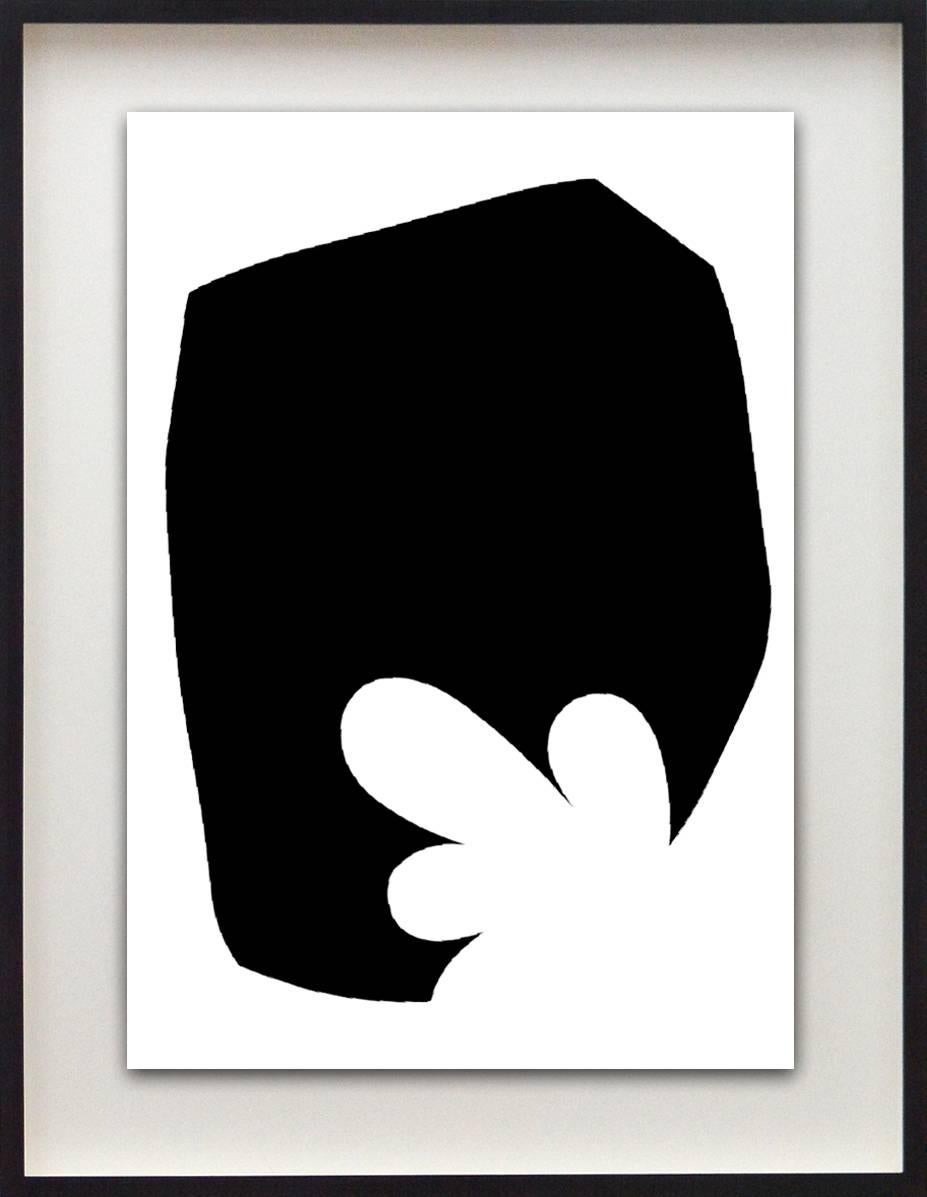 Shape with Floral Cutout 4/20: Black and White Series - pigment print on paper - Painting by Aron Hill