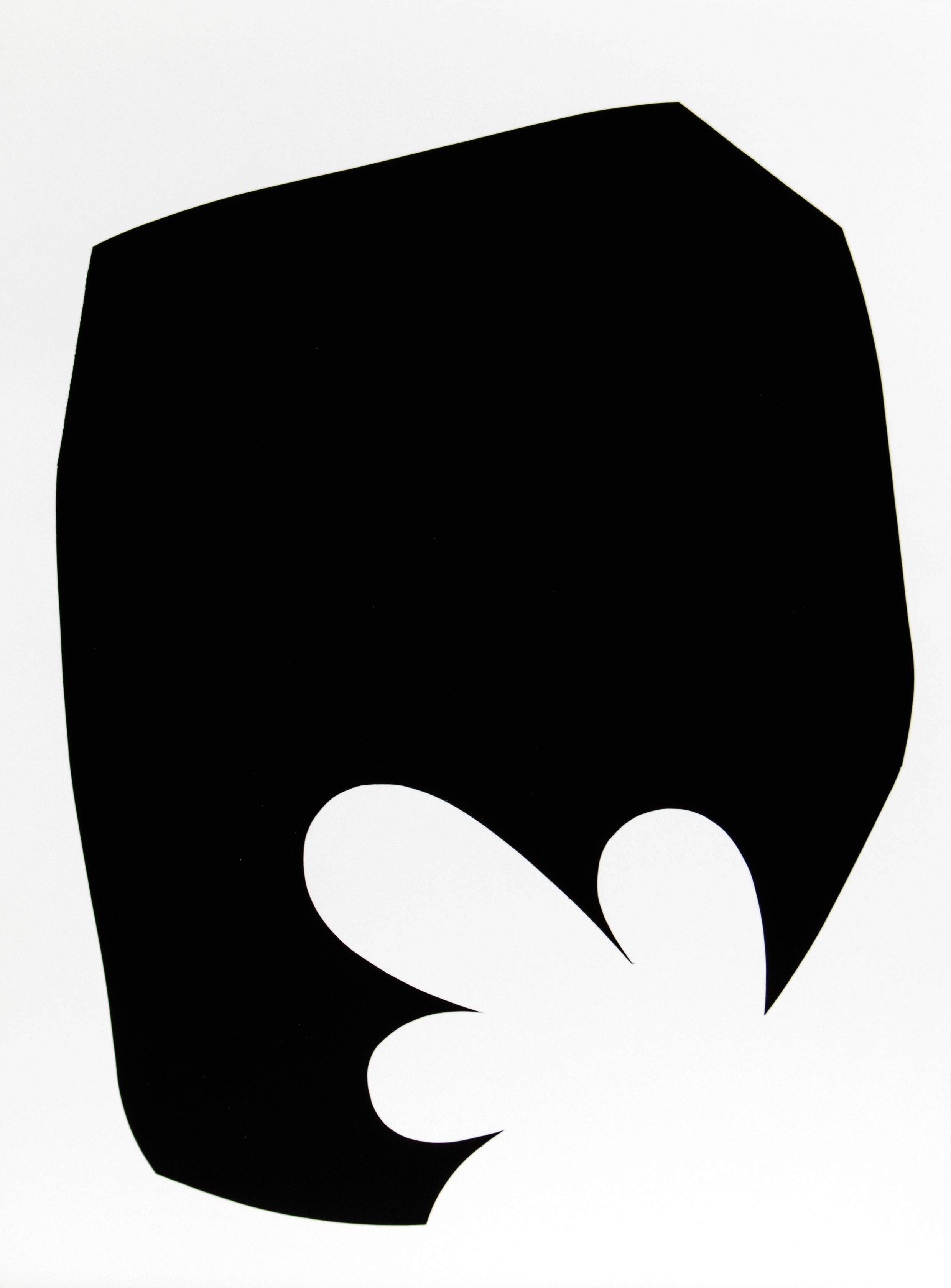 Aron Hill Abstract Painting - Shape with Floral Cutout 4/20: Black and White Series - pigment print on paper