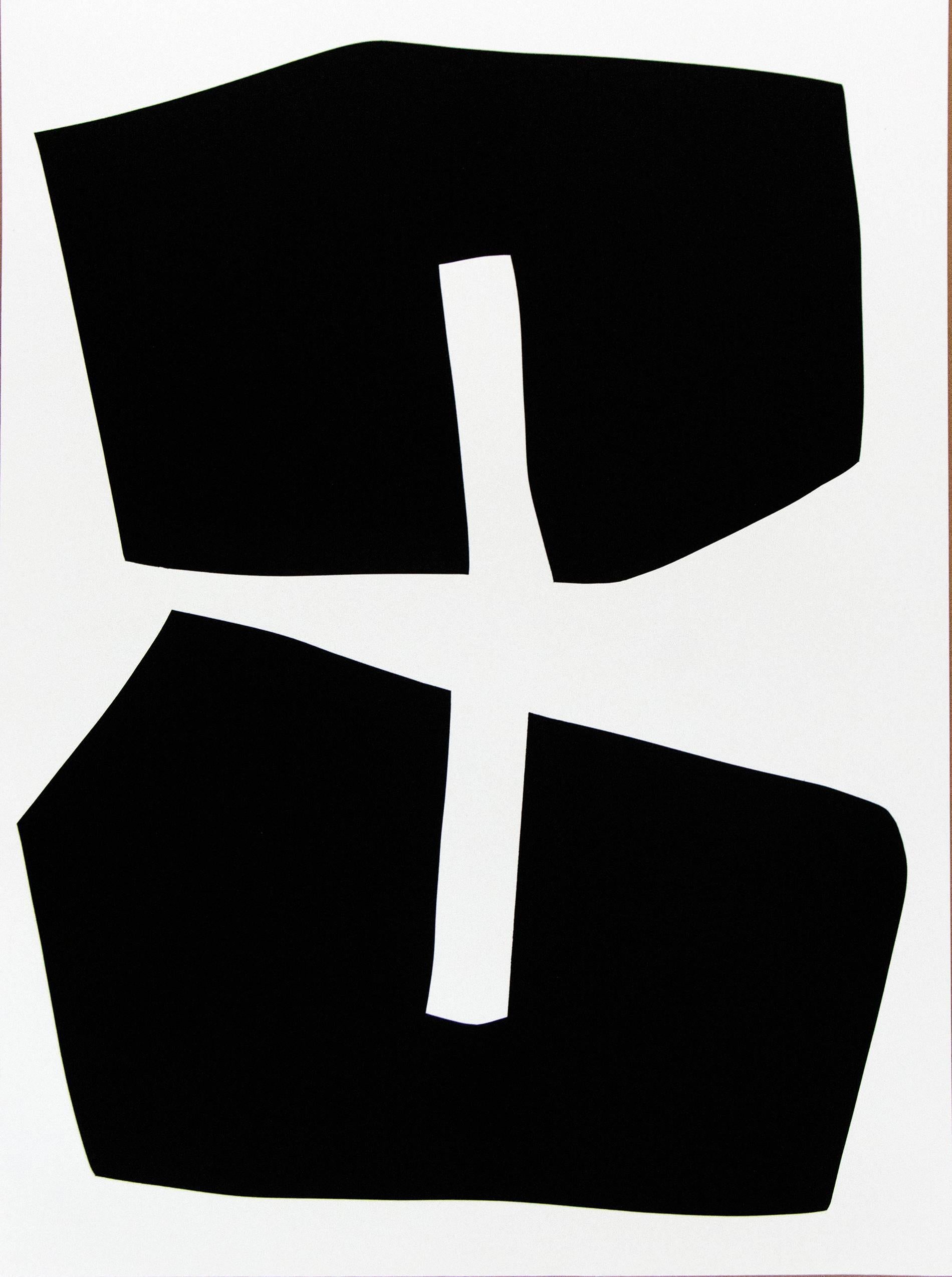 Aron Hill Abstract Drawing - Plus Black Shape : Black and White Series 