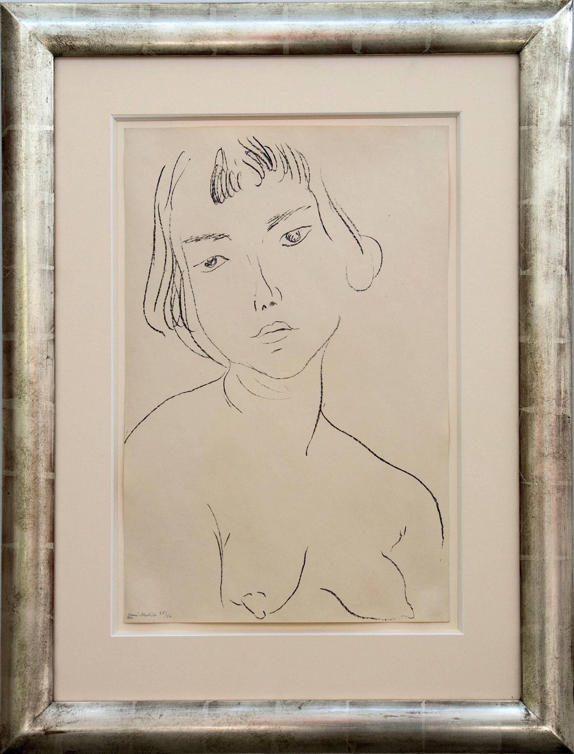 Visage légèrement penché vers la gauche - Print by Henri Matisse