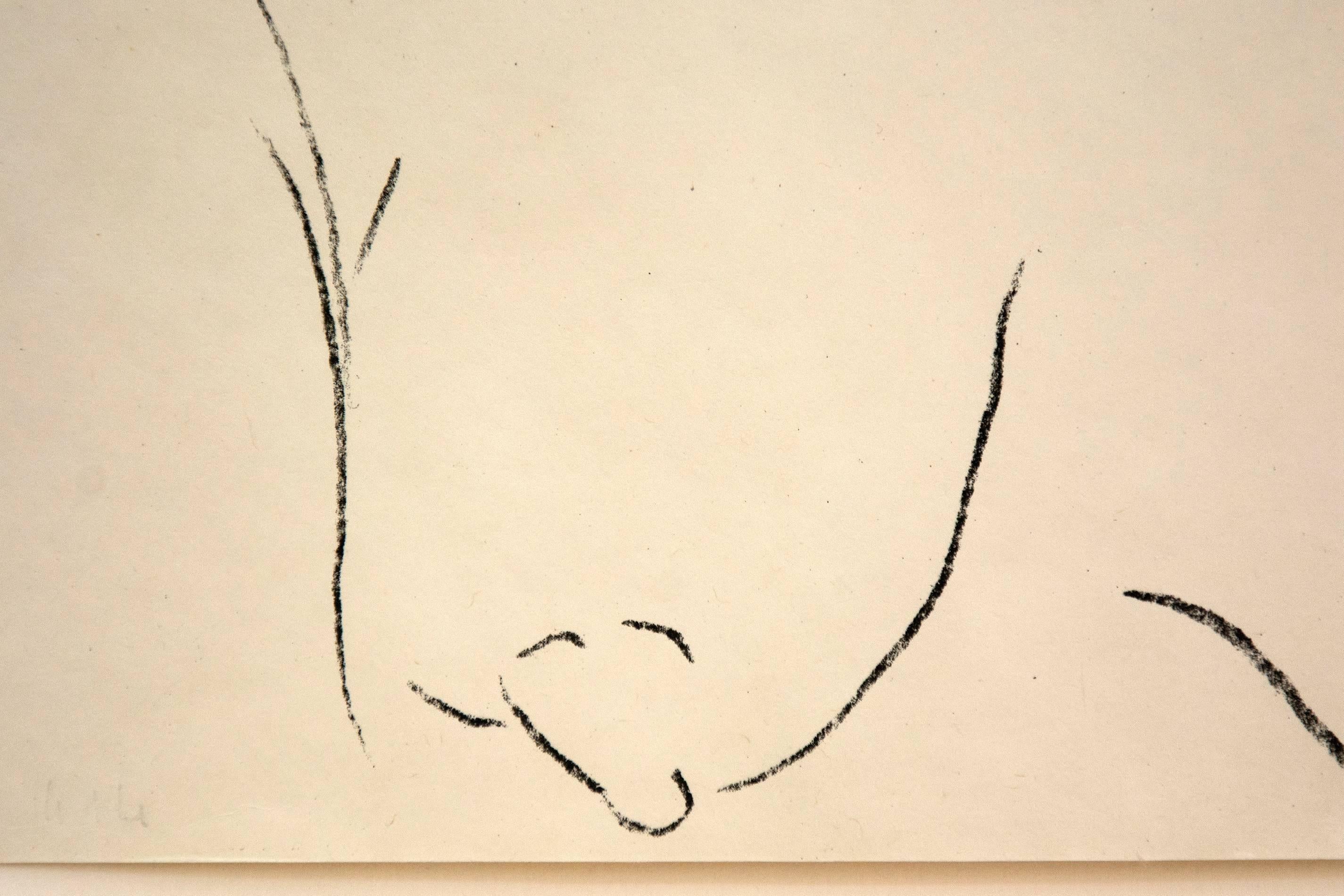 Visage légèrement penché vers la gauche - Beige Nude Print by Henri Matisse