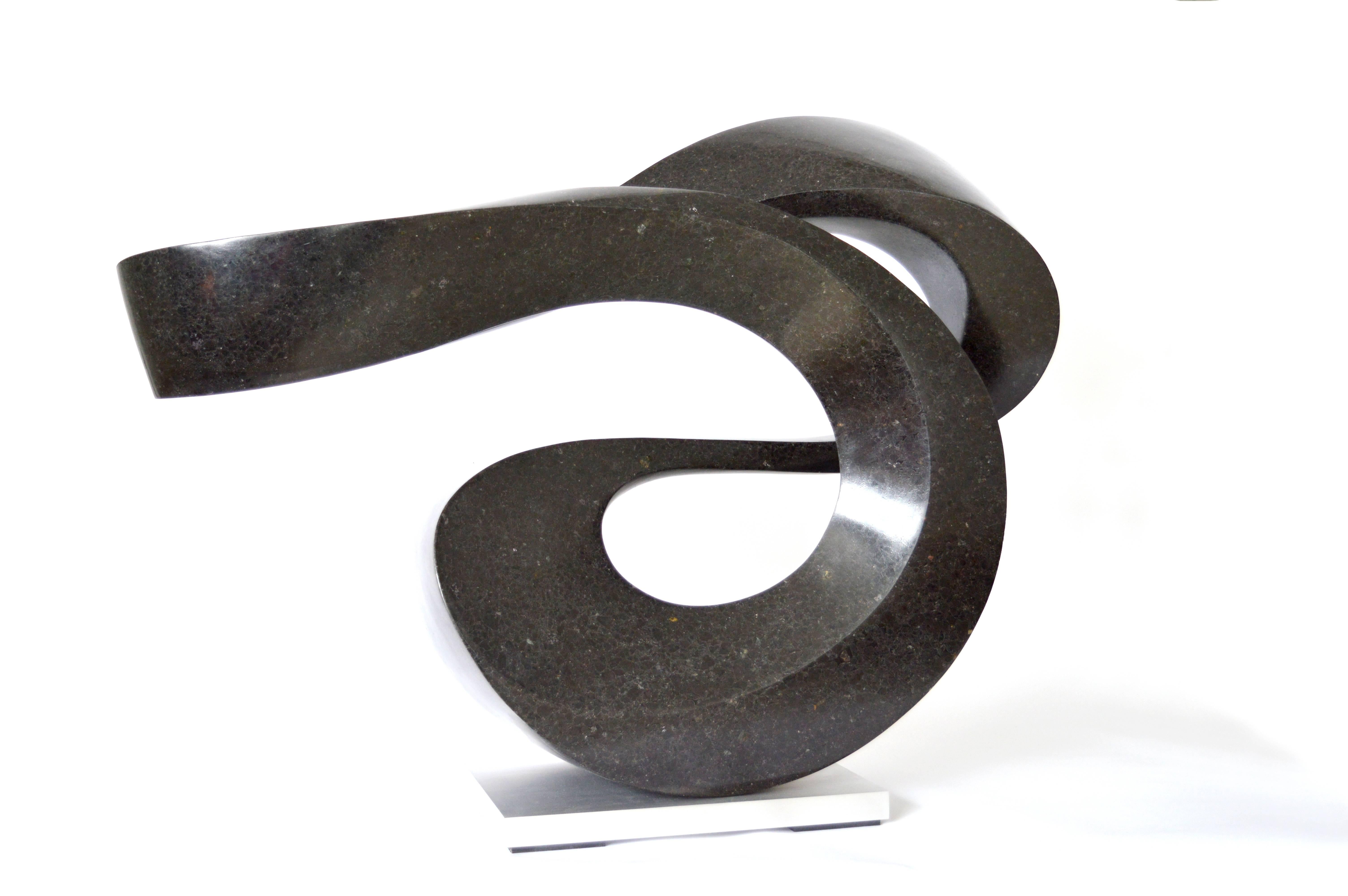 Zephyr Minor 5/50 - smooth, black, granite, indoor/outdoor, abstract sculpture - Sculpture by Jeremy Guy