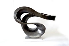 Zephyr Minor 6/50 - smooth, black, granite, indoor/outdoor, abstract sculpture