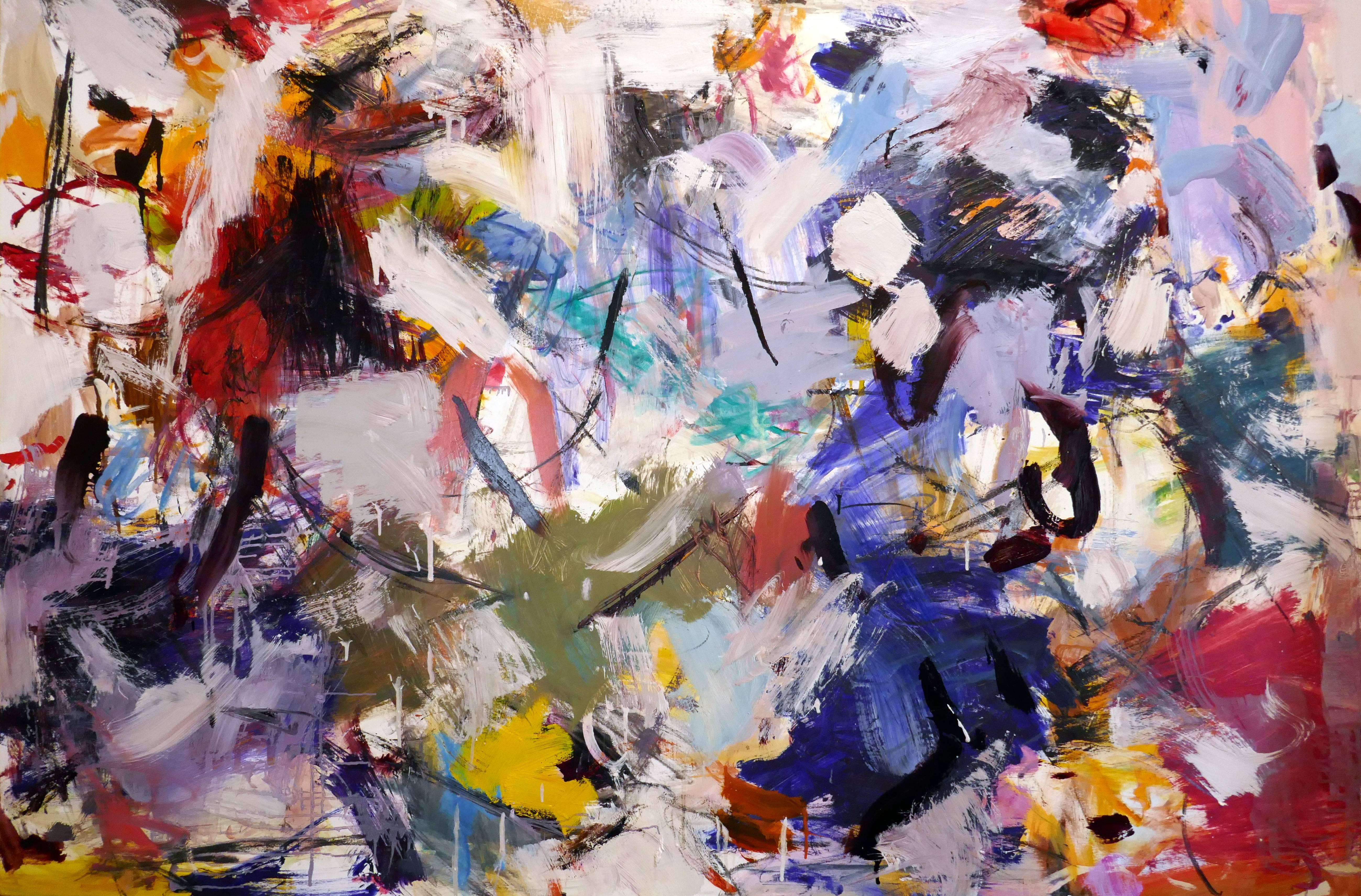 Scott Pattinson Abstract Painting – Ouvert Nr. 11 - groß:: lebendig:: farbenfroh:: gestisch abstrakt:: Öl auf Leinwand